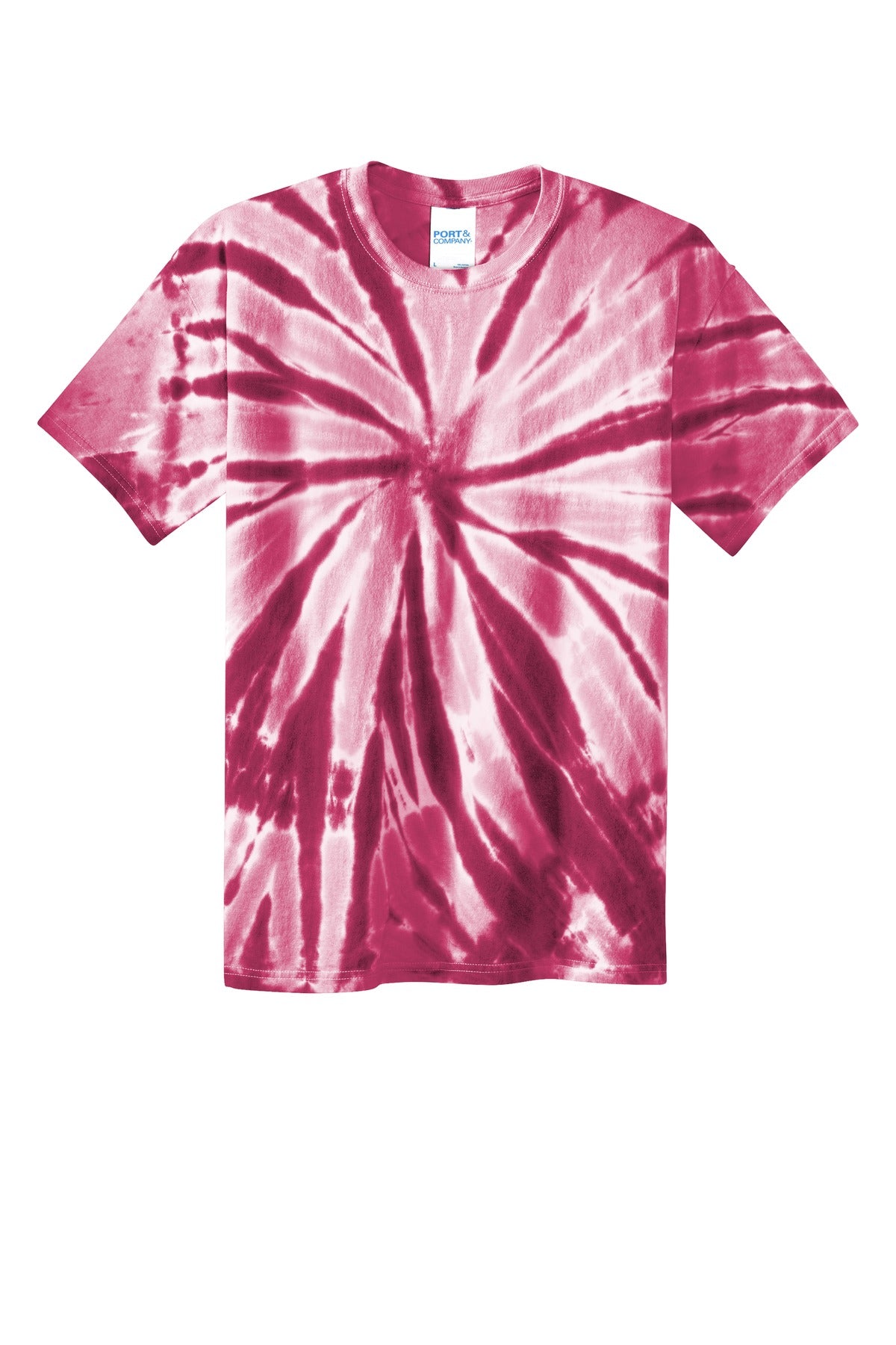 Front View of Maroon Port & Co Youth Tie-Dye Tee. PC147Y