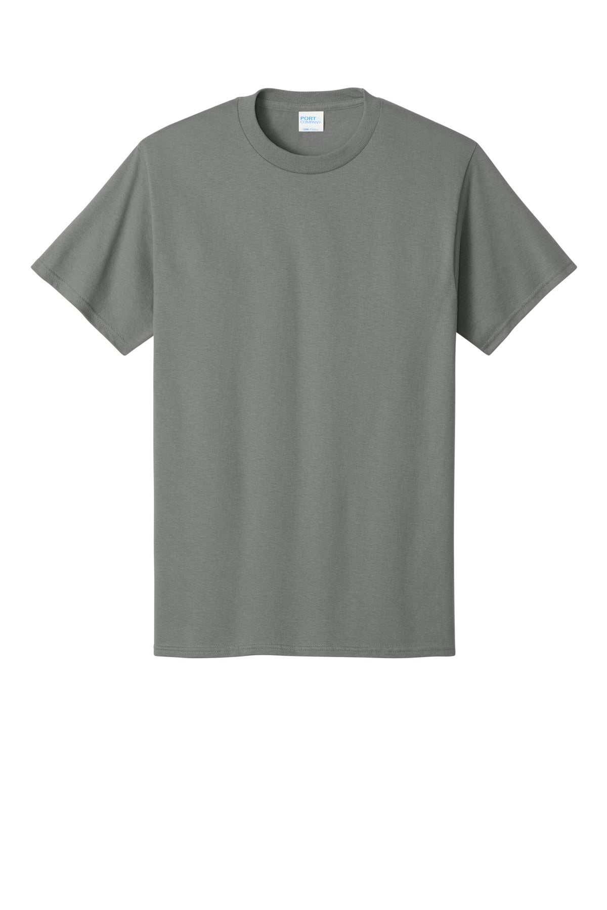 Front View of Medium Grey Port & Co Core Cotton Tee. PC54 plain