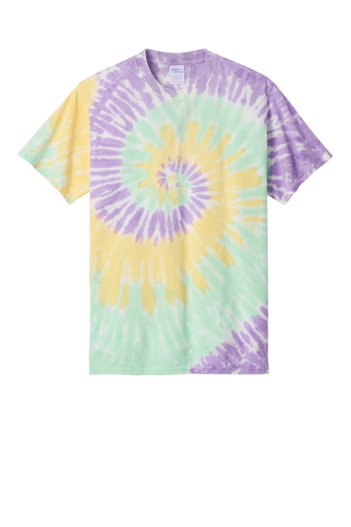 Front View of MintRnbw Port & Co Tie-Dye Tee. PC147 plain