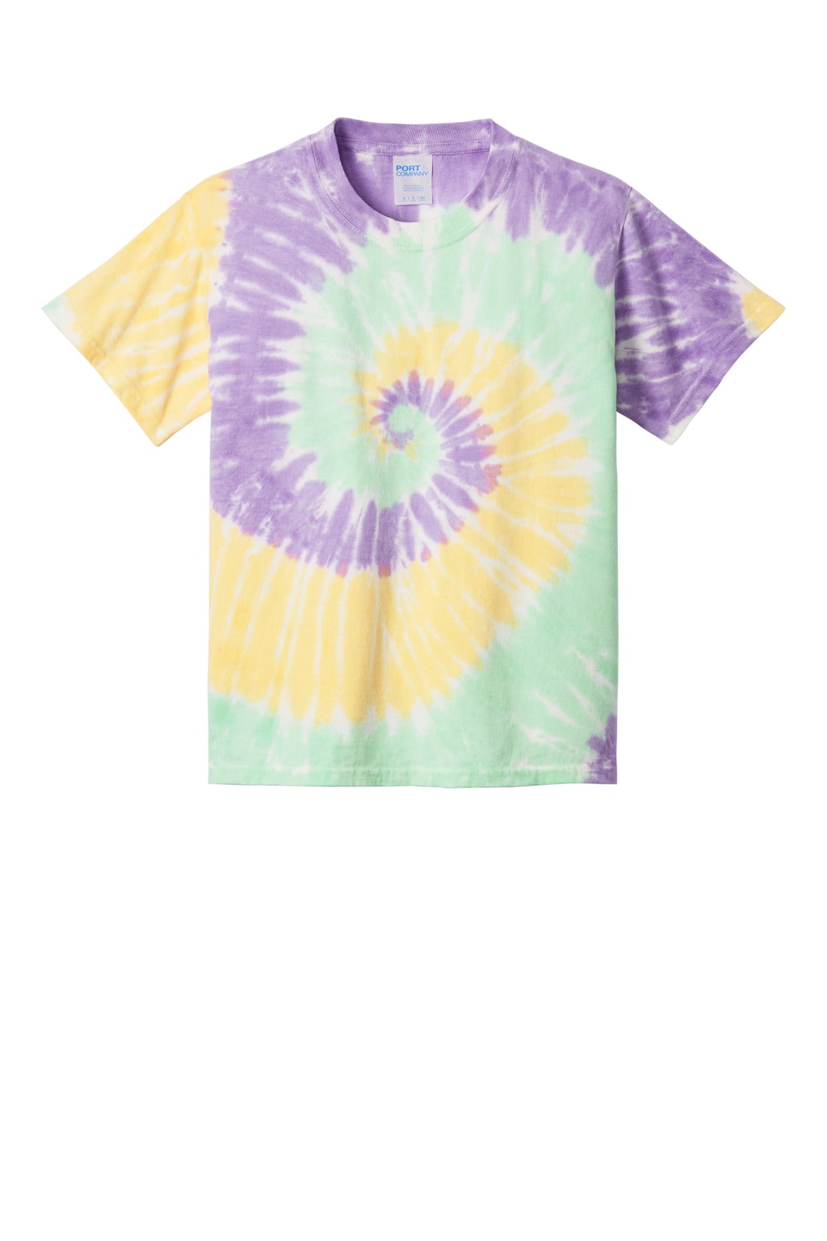 Front View of MintRnbw Port & Co Youth Tie-Dye Tee. PC147Y plain
