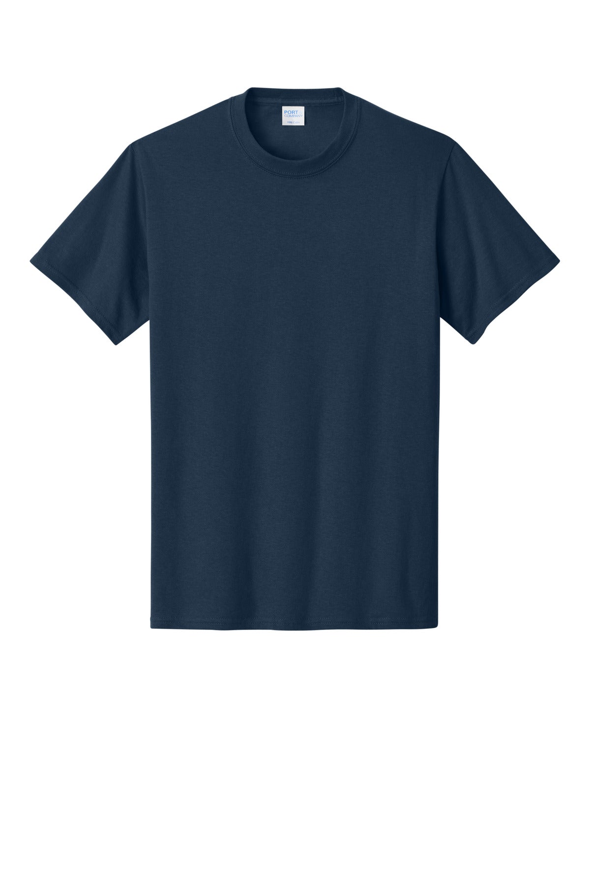 Front View of Navy Port & Co Core Cotton Tee. PC54 plain