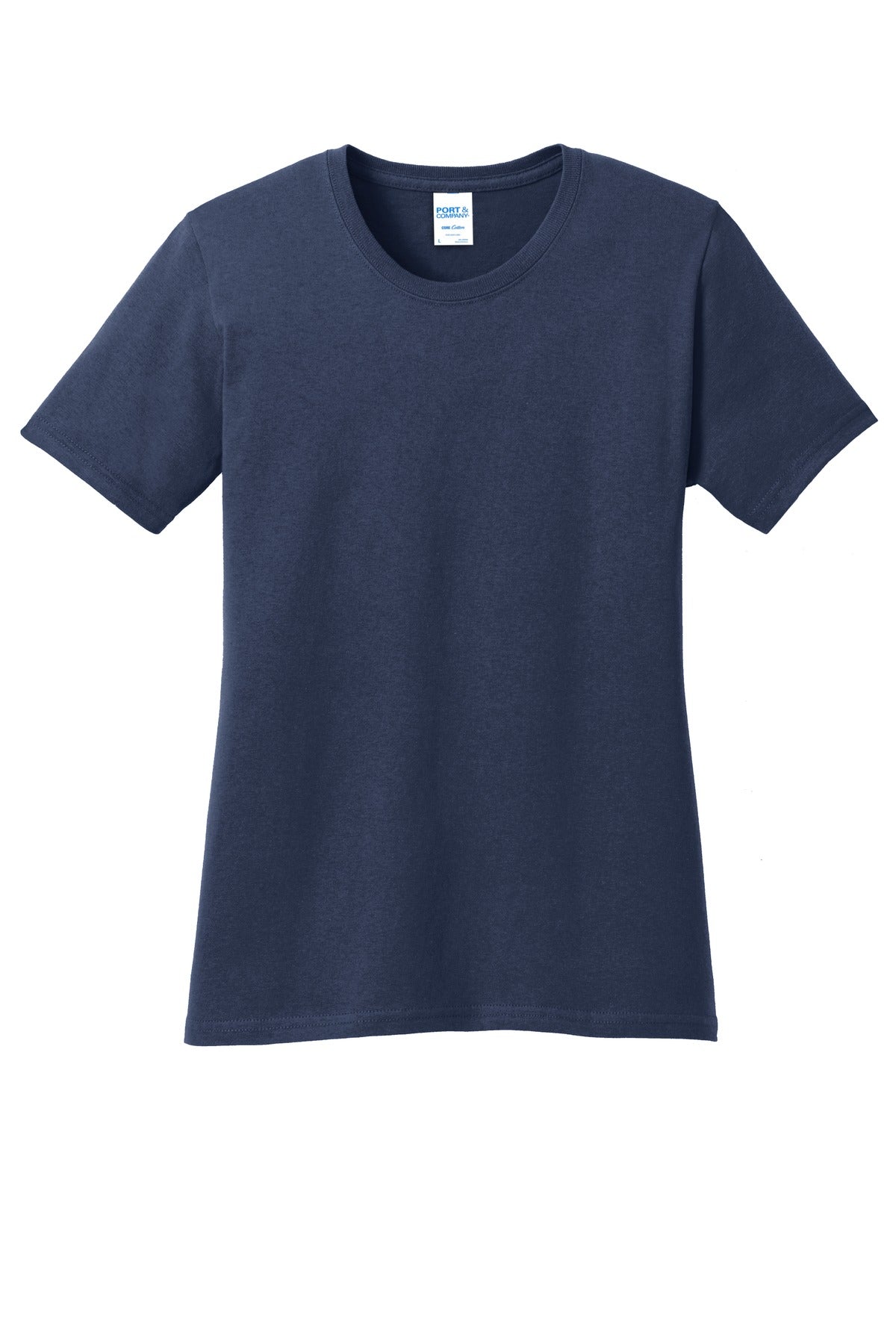 Front View of Navy Port & Co Women's Core Cotton Tee. LPC54 plain