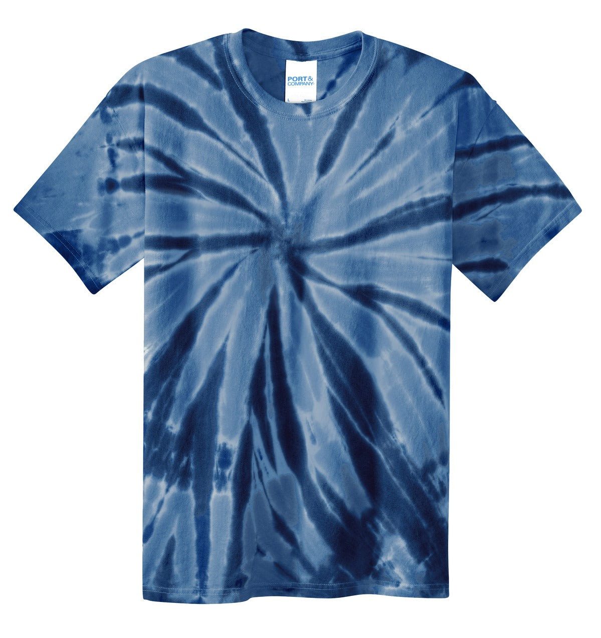 Front View of Navy Port & Co Youth Tie-Dye Tee. PC147Y plain
