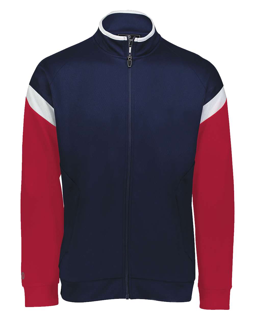 Front View of Navy/ White/ Scarlet Youth Limitless Full-Zip Jacket - 229679 plain
