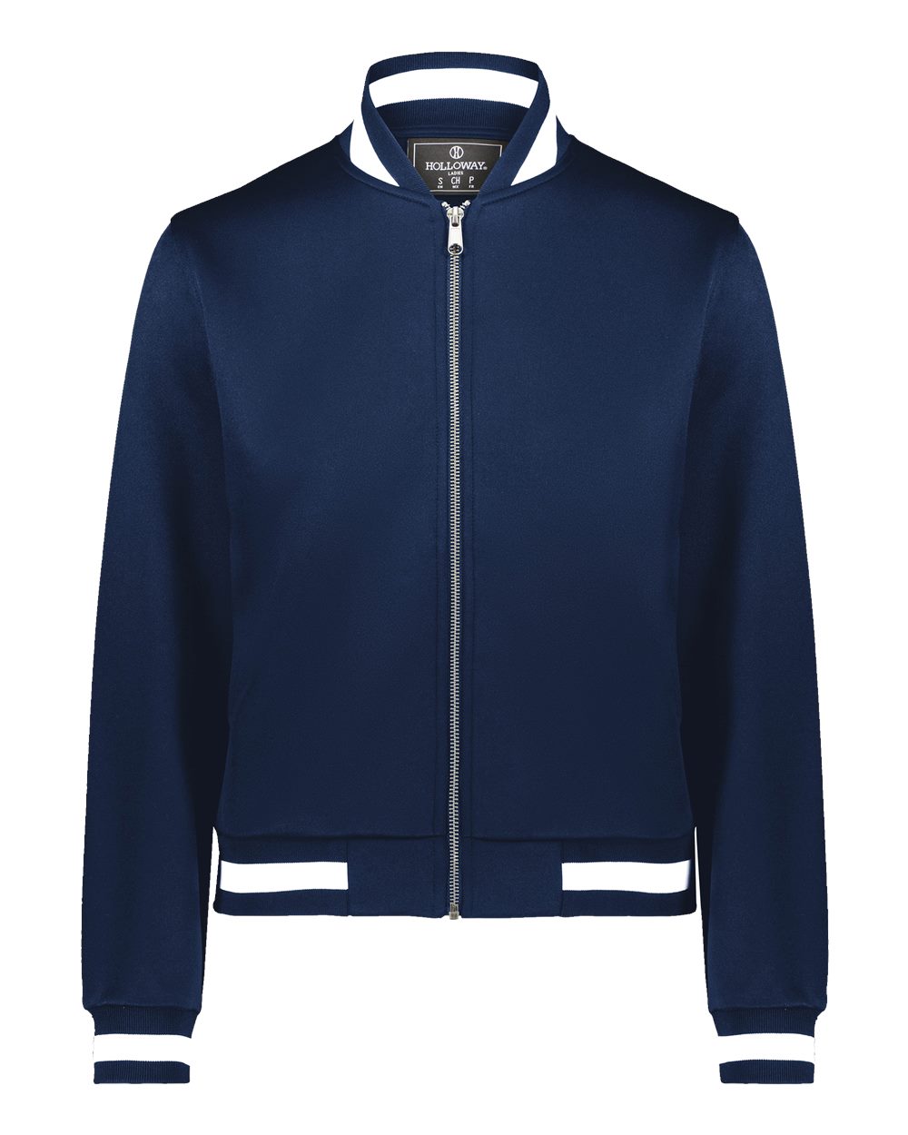 Front View of Navy/ White Women's V-Street Full-Zip Jacket - 223747 plain