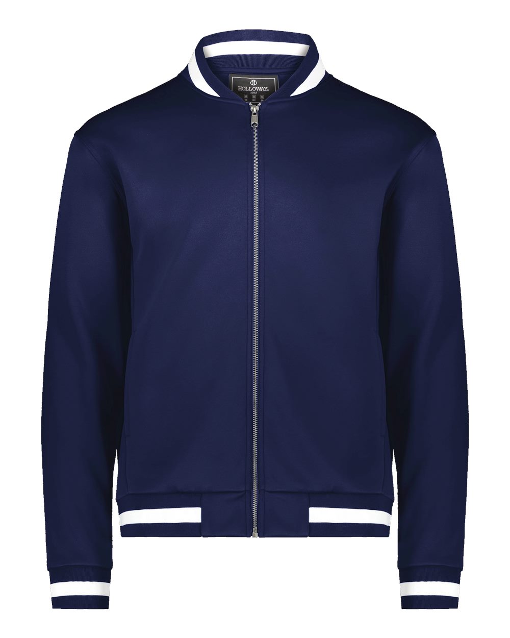 Front View of Navy/ White Youth V-Street Full-Zip Jacket - 223647 plain