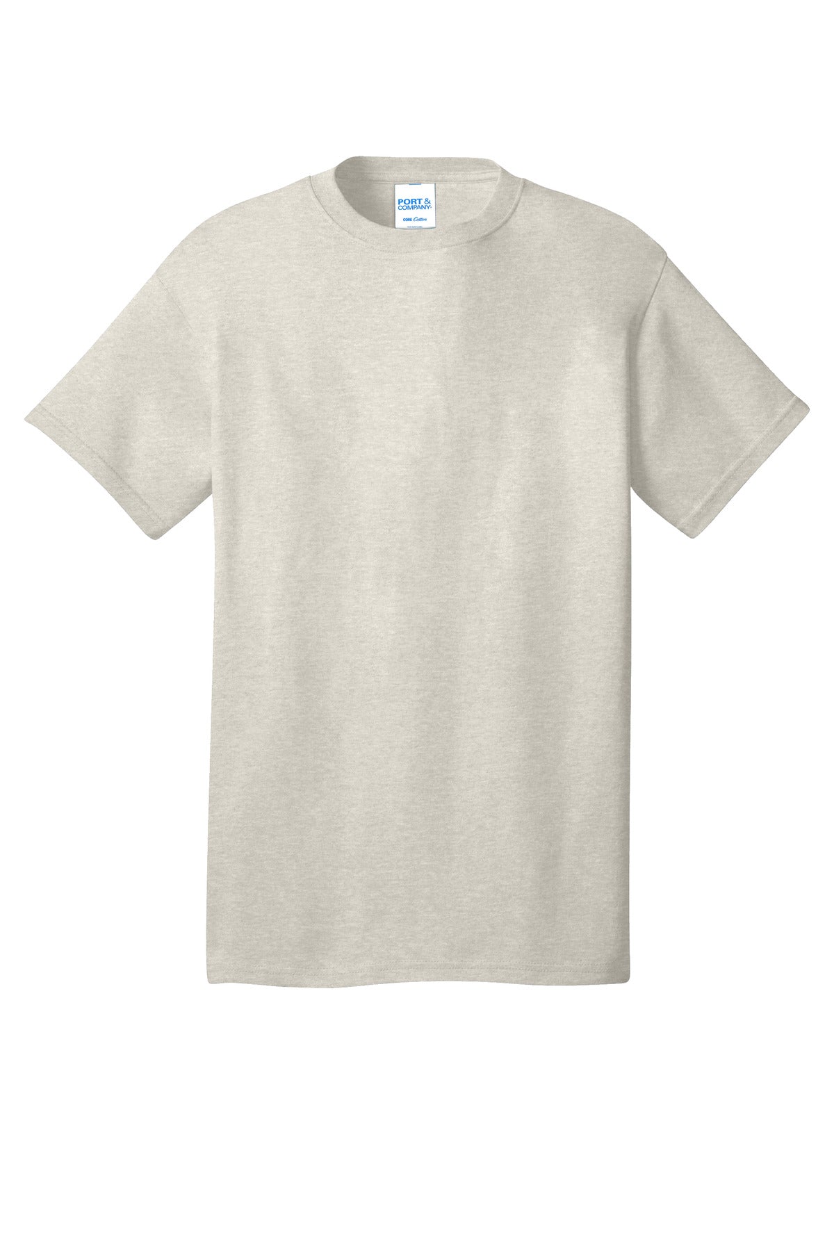 Front View of OatHthr Port & Co Core Cotton Tee. PC54 plain