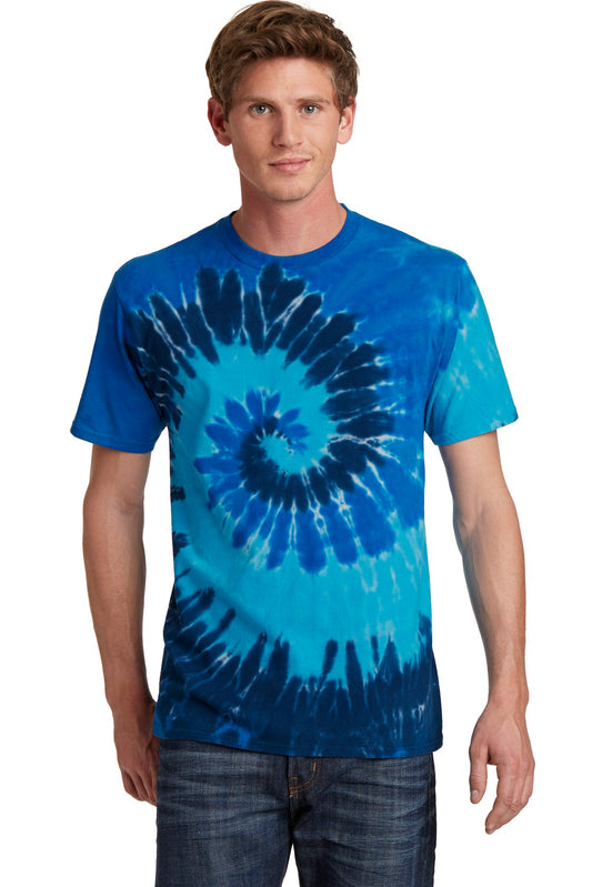 Front View of Ocean Rainbow Port & Co Tie-Dye Tee. PC147 plain