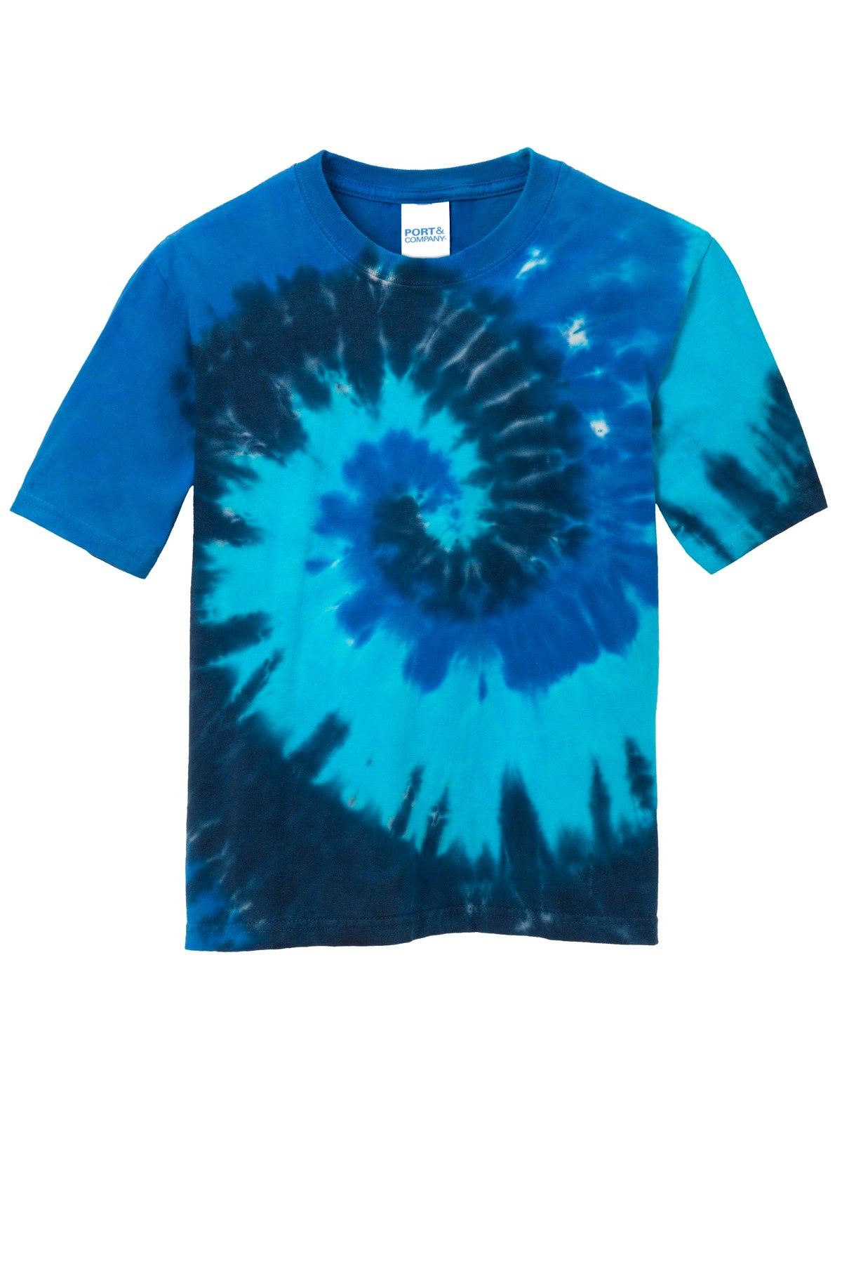 Front View of Ocean Rainbow Port & Co Youth Tie-Dye Tee. PC147Y