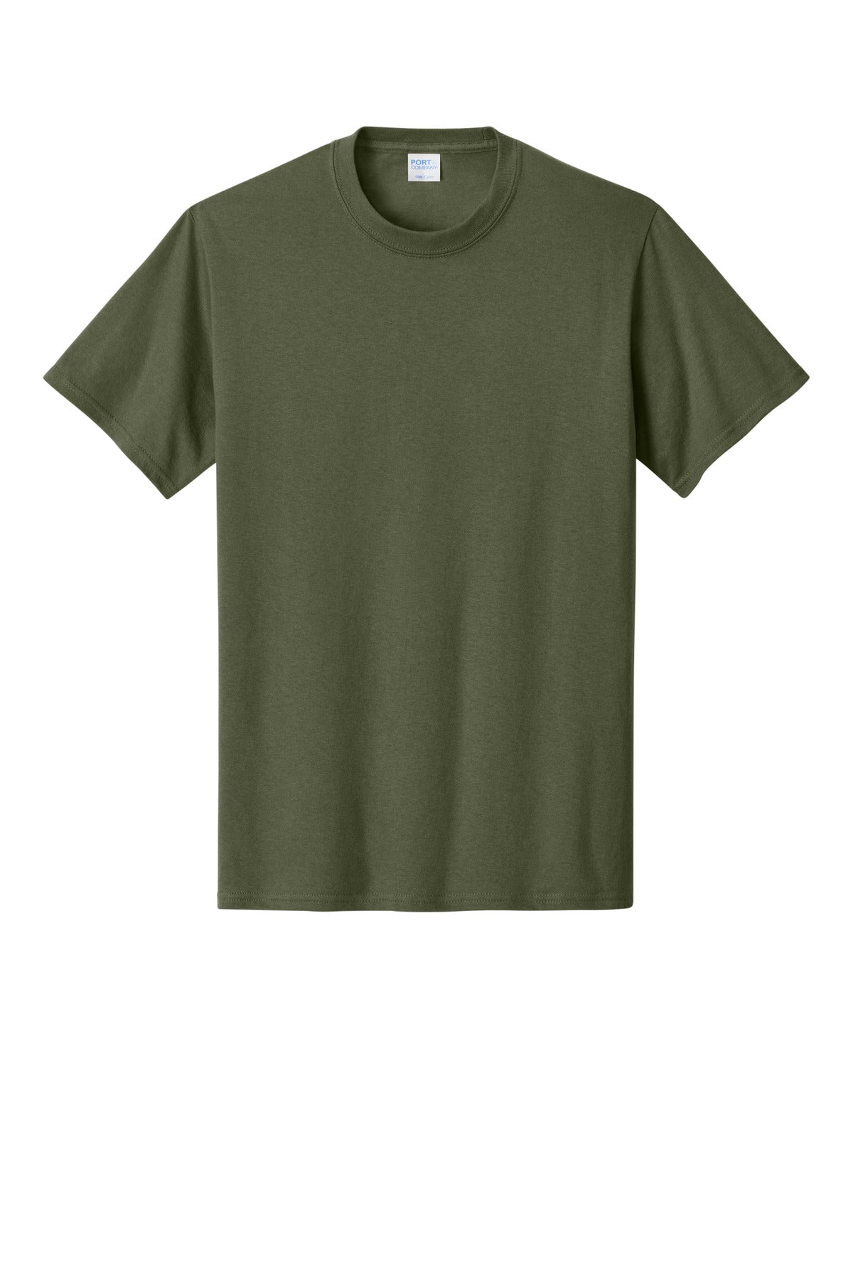 Front View of Olive Drab Grn Port & Co Core Cotton Tee. PC54 plain