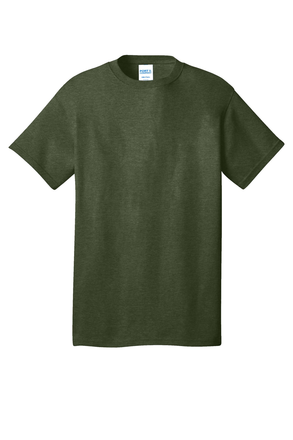 Front View of OlvDrabGnH Port & Co Core Cotton Tee. PC54 plain