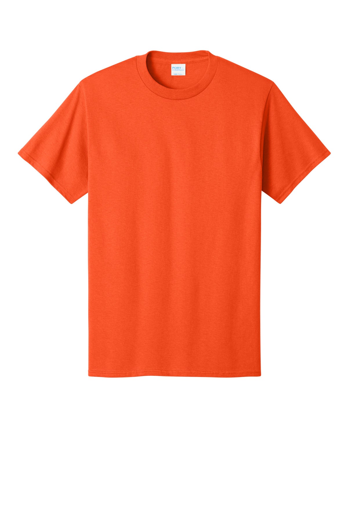 Front View of Orange Port & Co Core Cotton Tee. PC54 plain