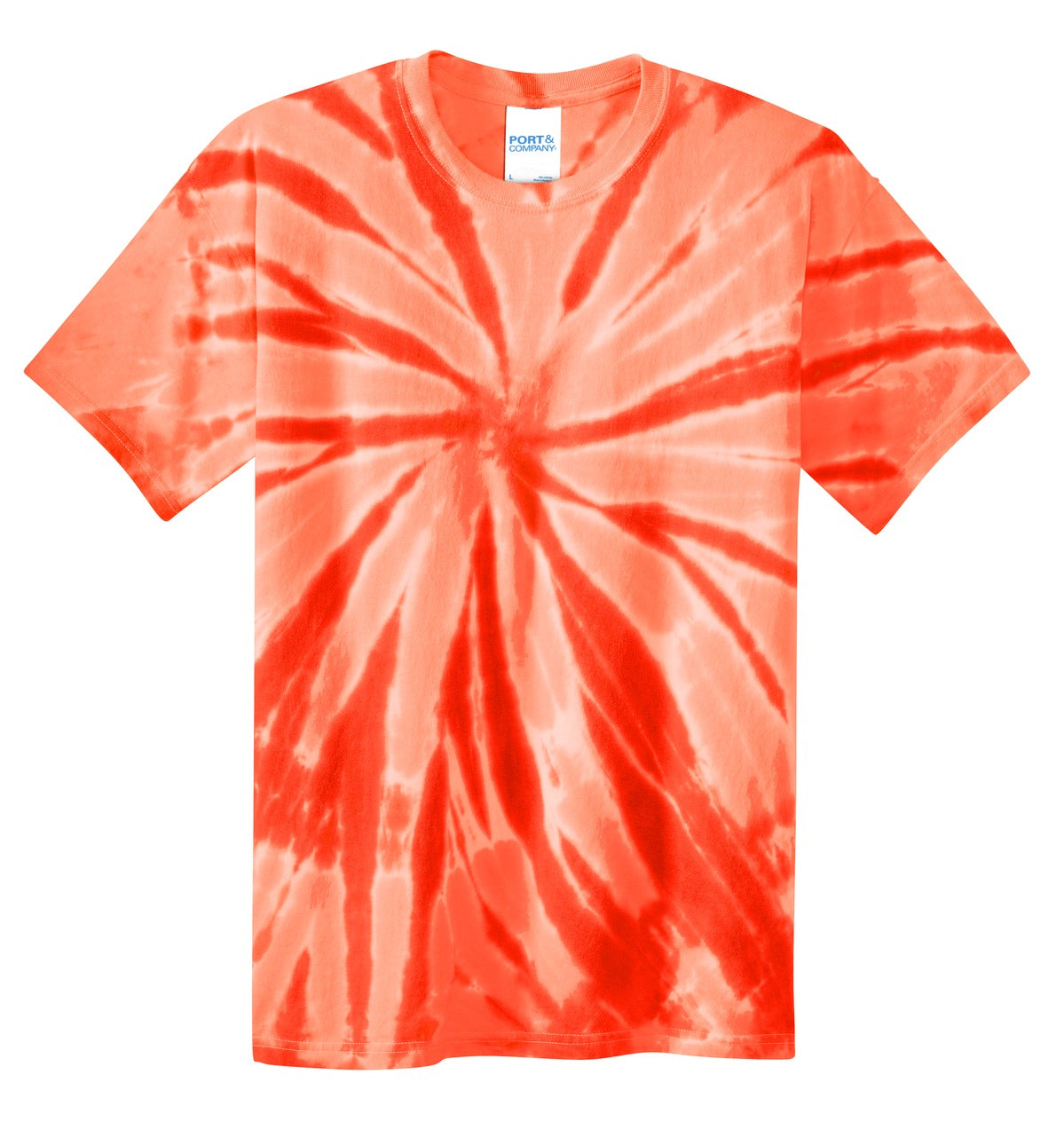 Front View of Orange Port & Co Youth Tie-Dye Tee. PC147Y plain
