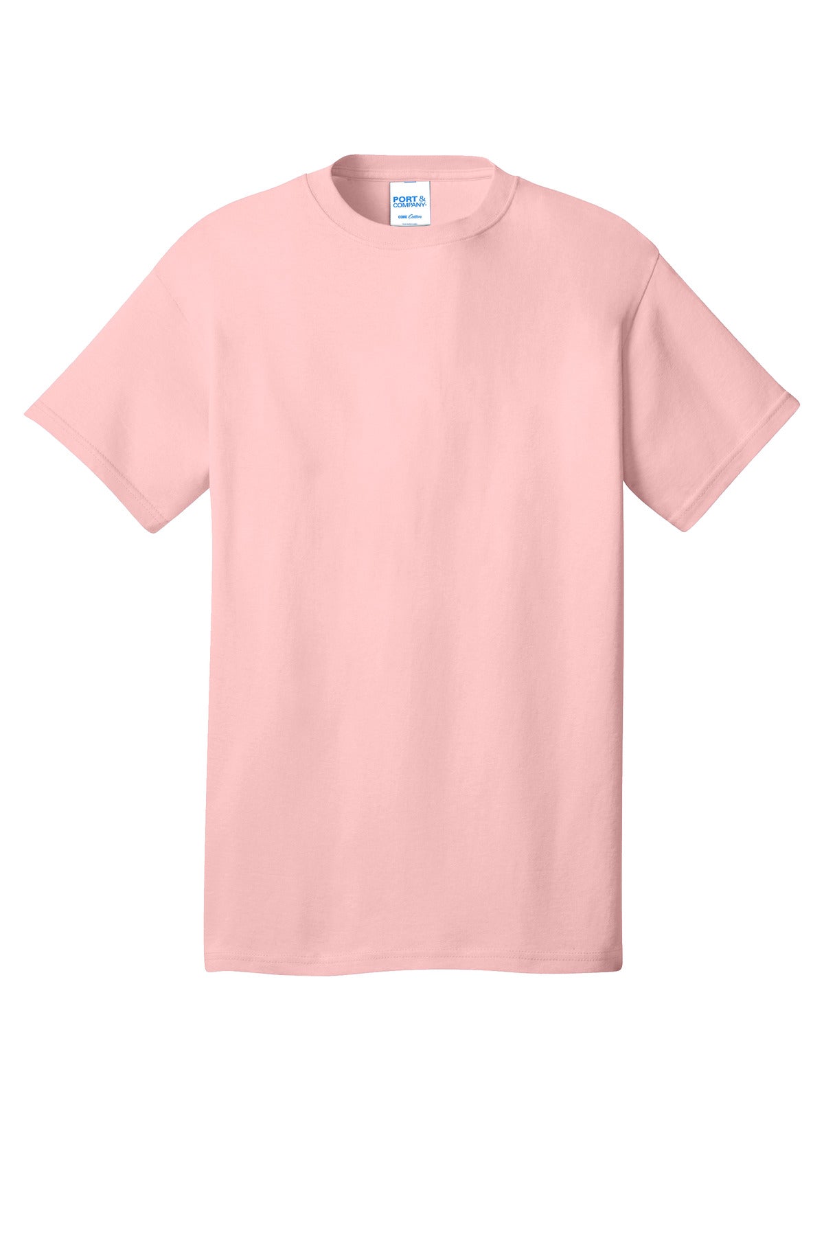 Front View of PaleBlush Port & Co Core Cotton Tee. PC54 plain