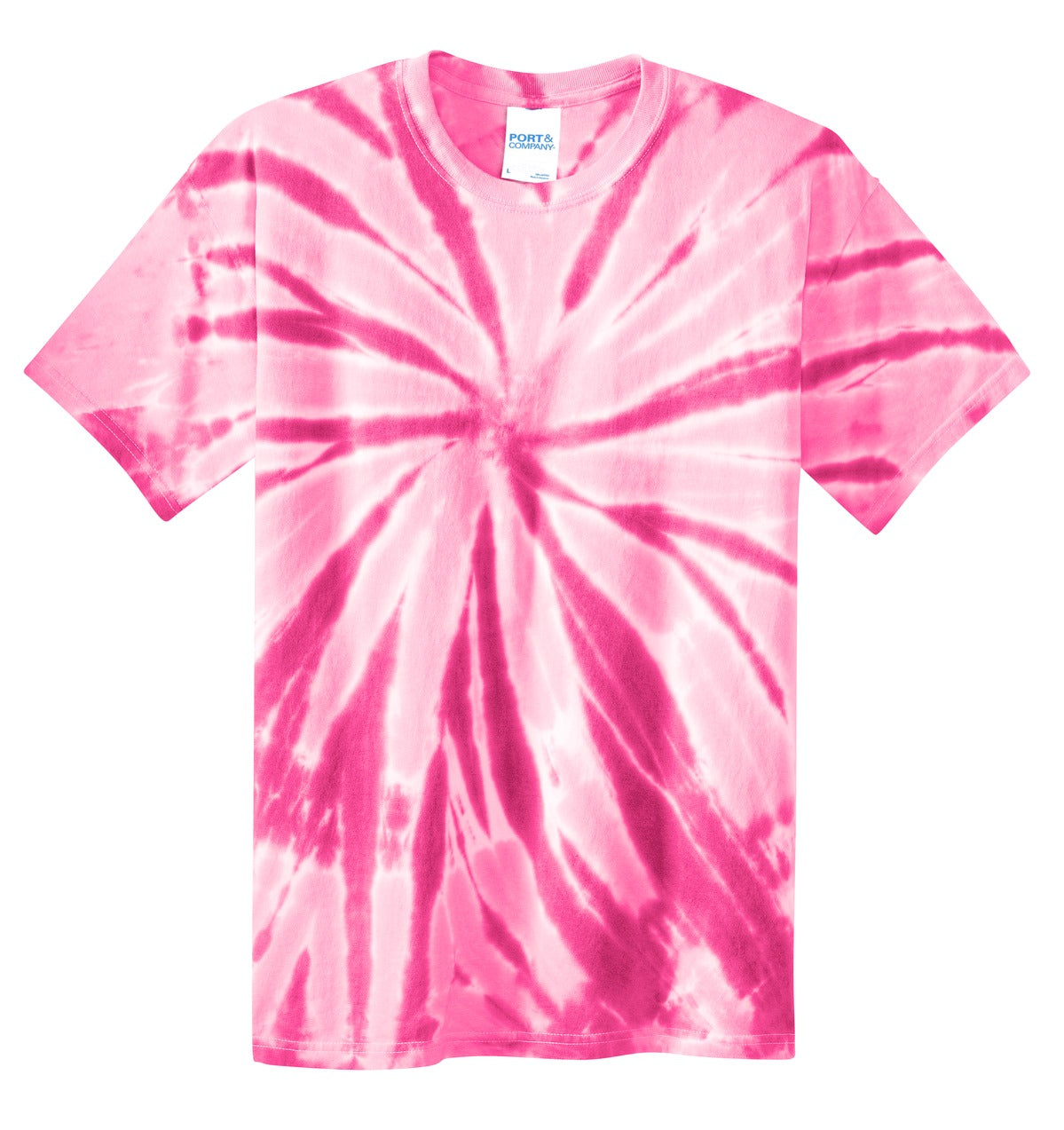 Front View of Pink Port & Co Tie-Dye Tee. PC147
