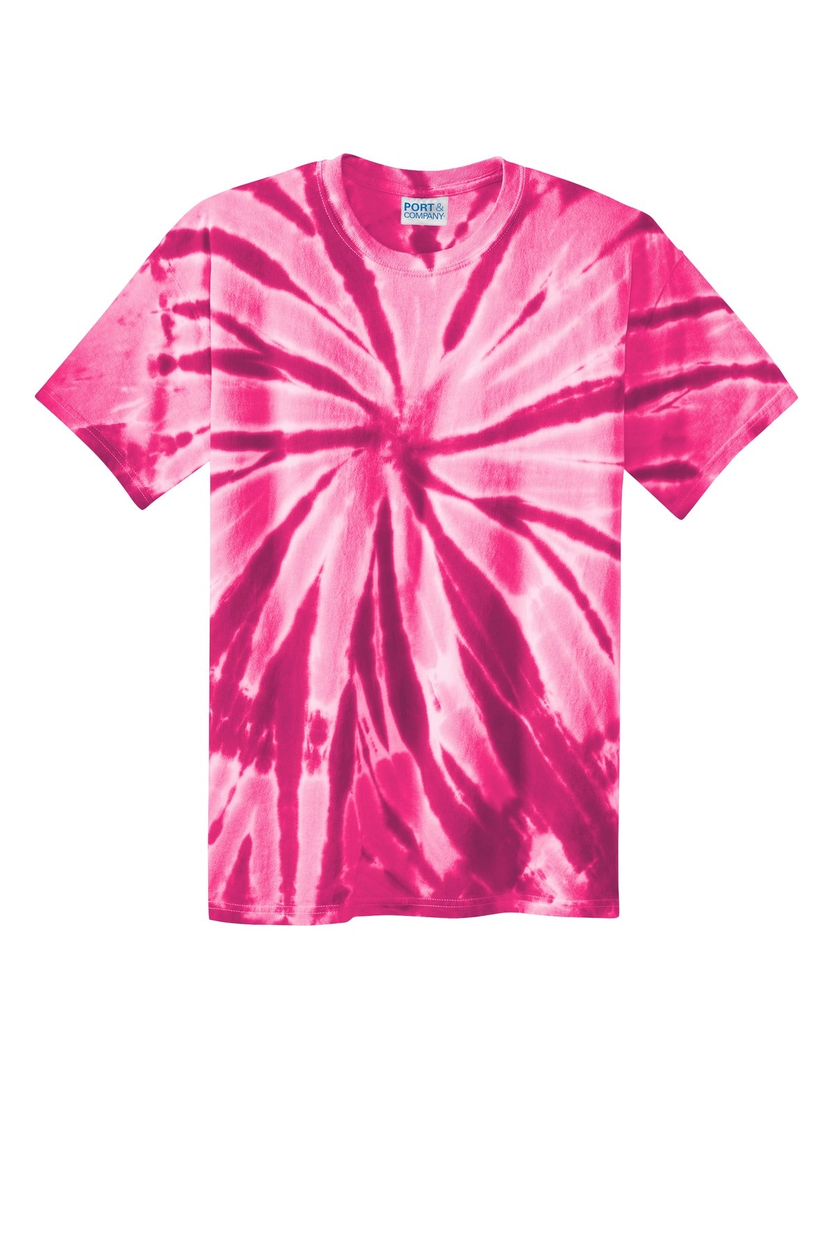 Front View of Pink Port & Co Tie-Dye Tee. PC147