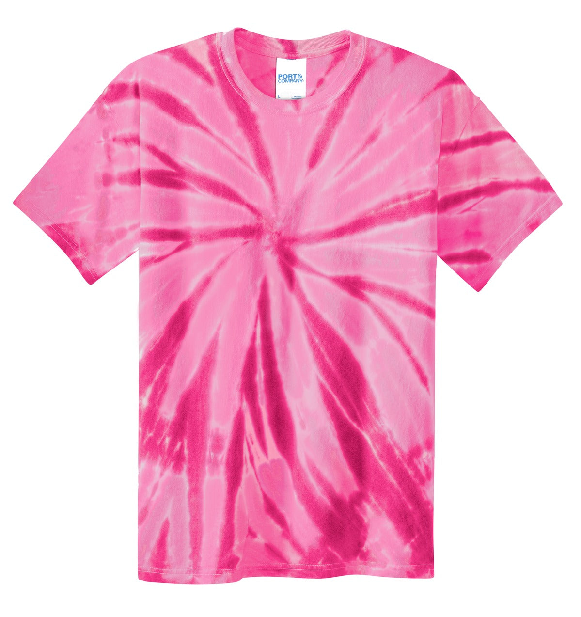 Front View of Pink Port & Co Youth Tie-Dye Tee. PC147Y plain