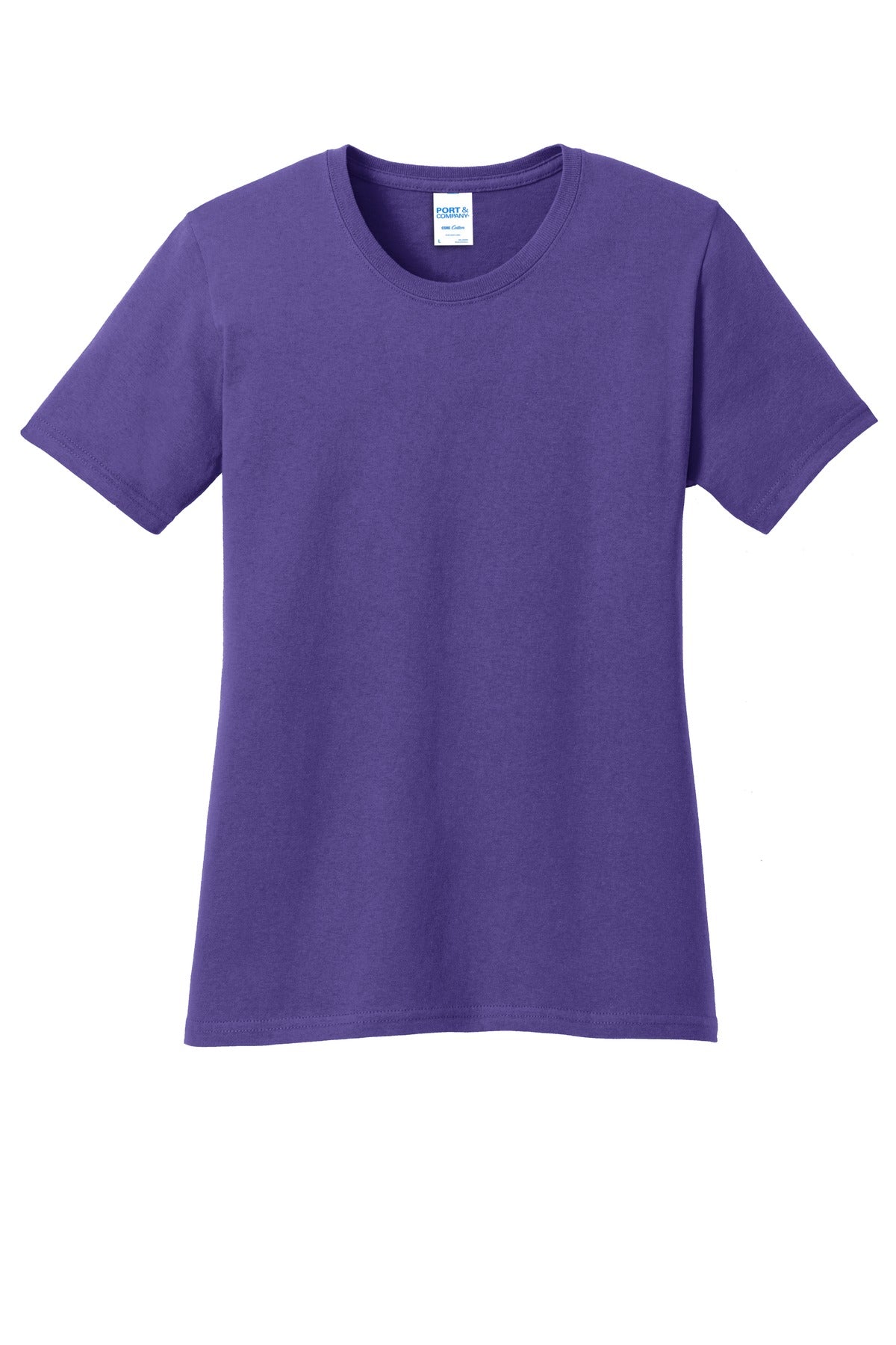 Front View of Purple Port & Co Women's Core Cotton Tee. LPC54 plain