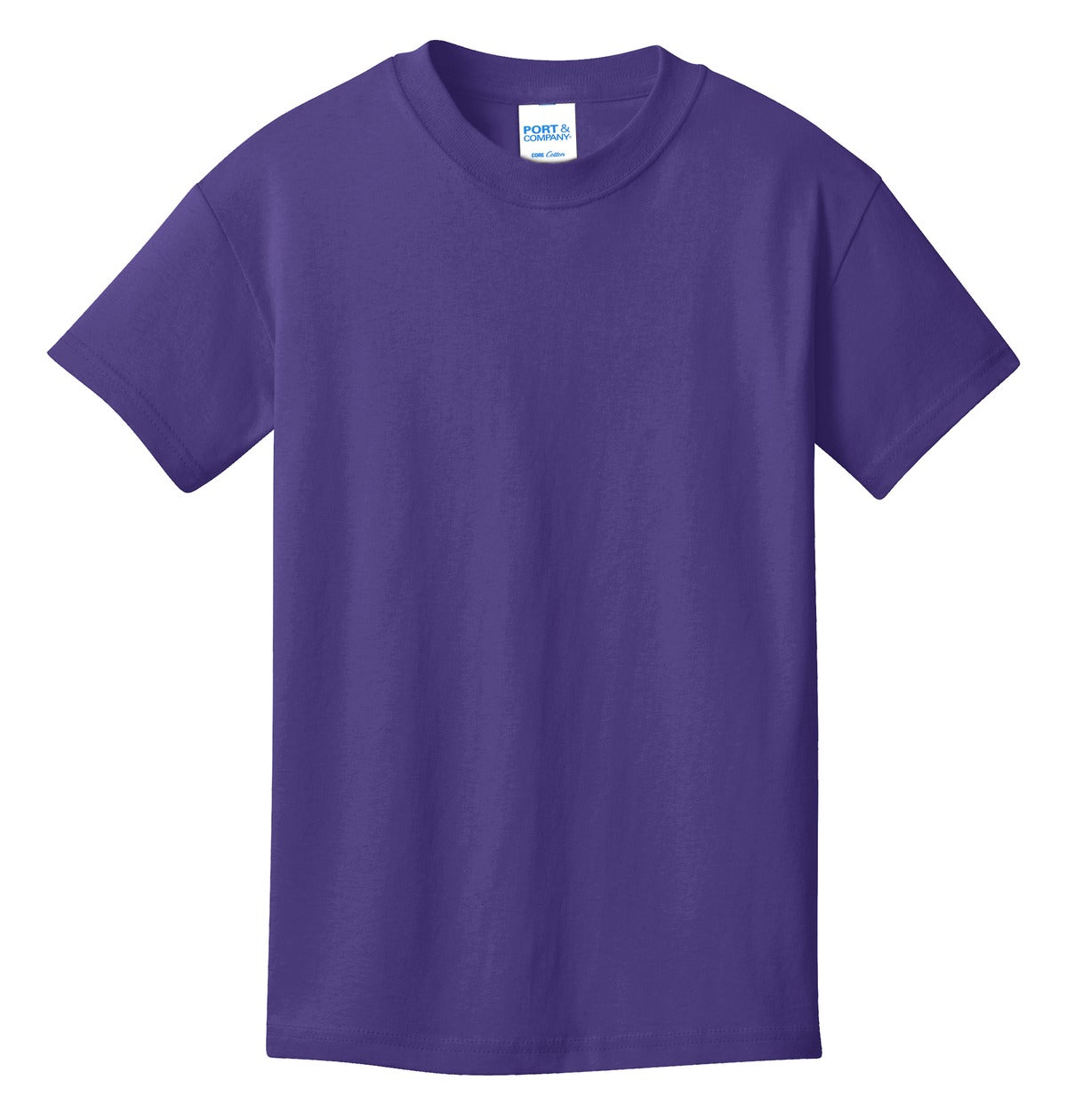 Front View of Purple Port & Co Youth Core Cotton Tee. PC54Y plain