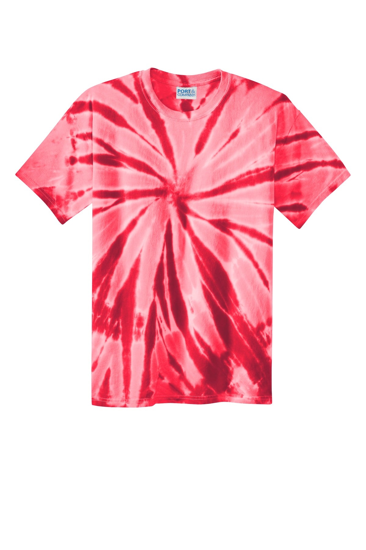 Front View of Red Port & Co Tie-Dye Tee. PC147