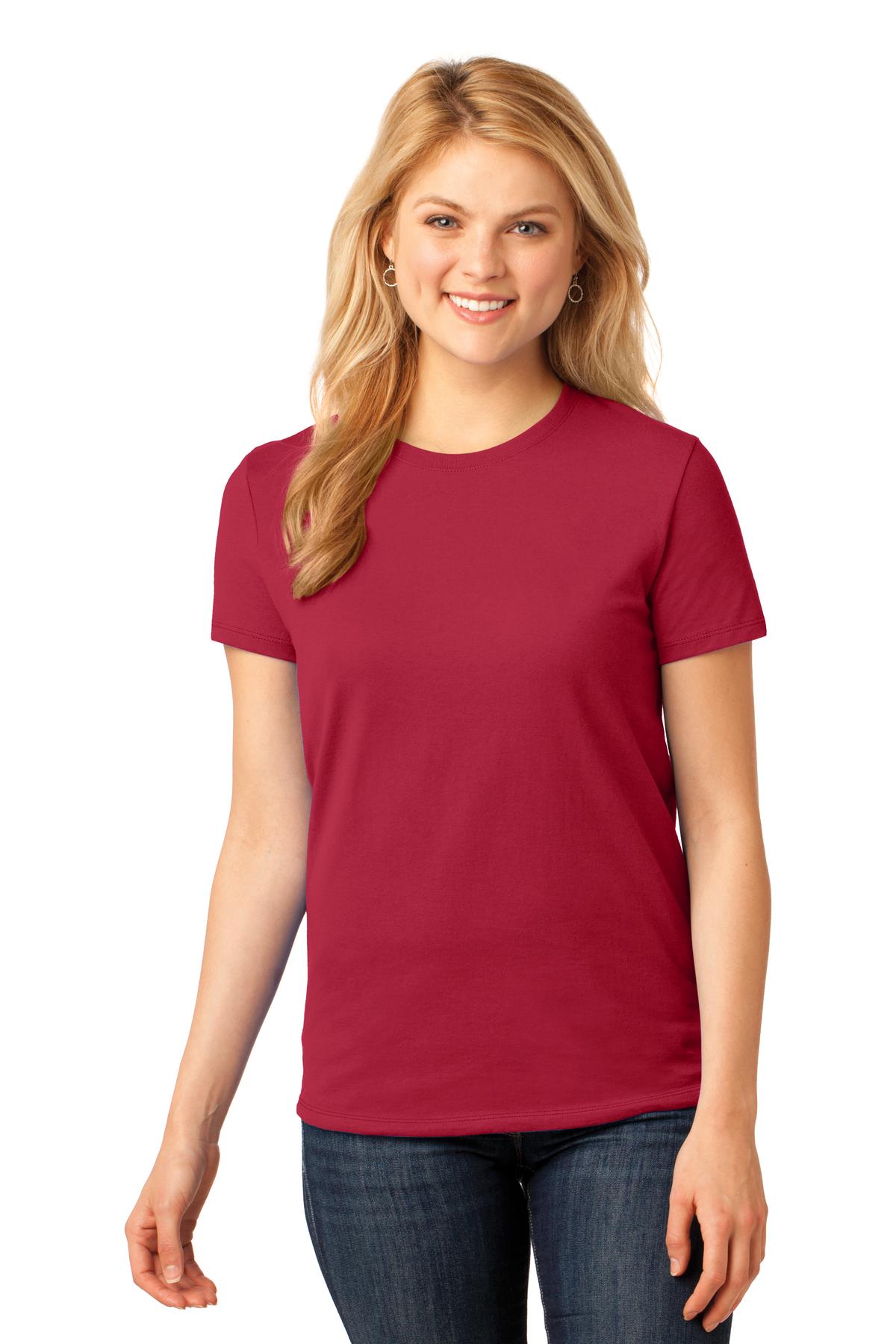 Front View of Red Port & Co Women's Core Cotton Tee. LPC54 plain