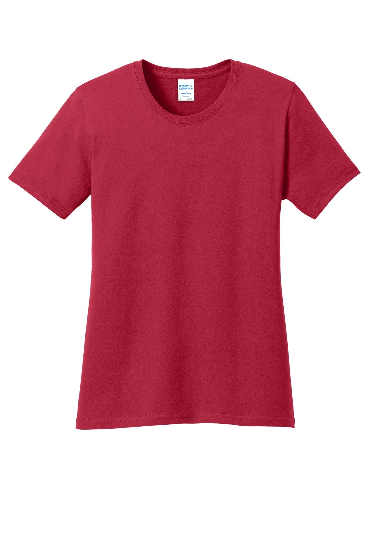 Front View of Red Port & Co Women's Core Cotton Tee. LPC54 plain
