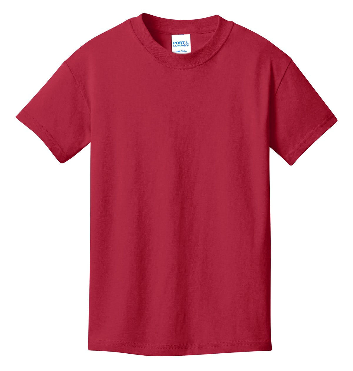 Front View of Red Port & Co Youth Core Cotton Tee. PC54Y plain