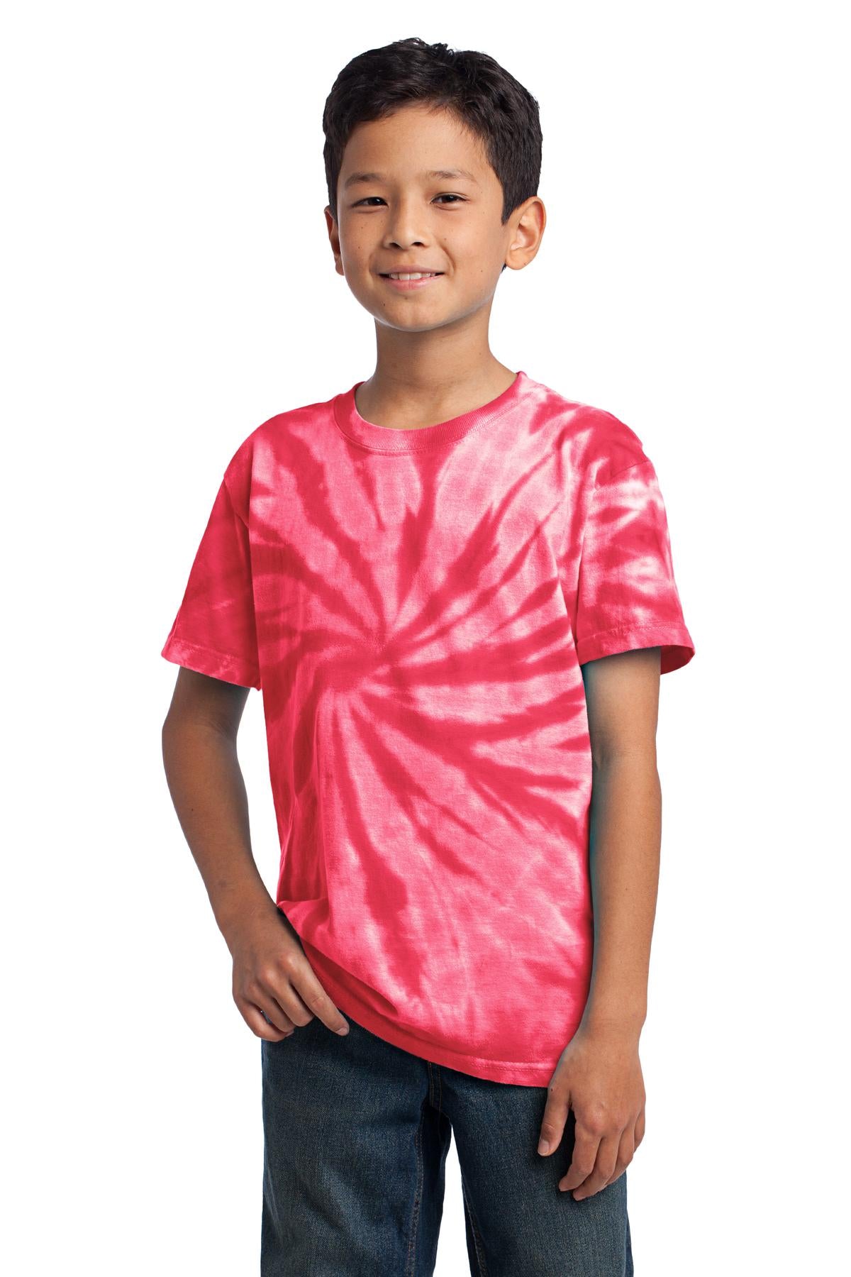 Front View of Red Port & Co Youth Tie-Dye Tee. PC147Y plain