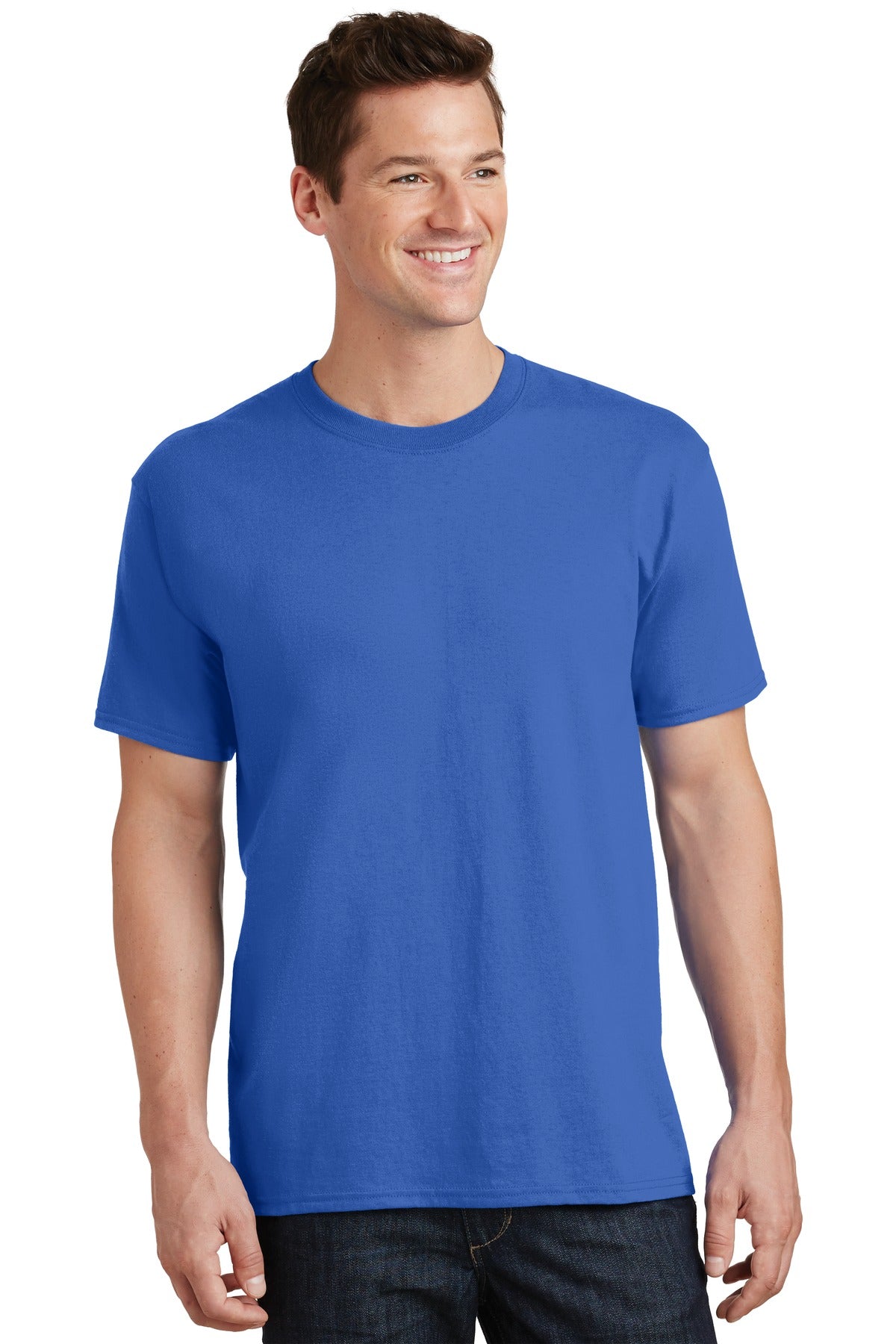 Front View of Royal Port & Co Core Cotton Tee. PC54 plain