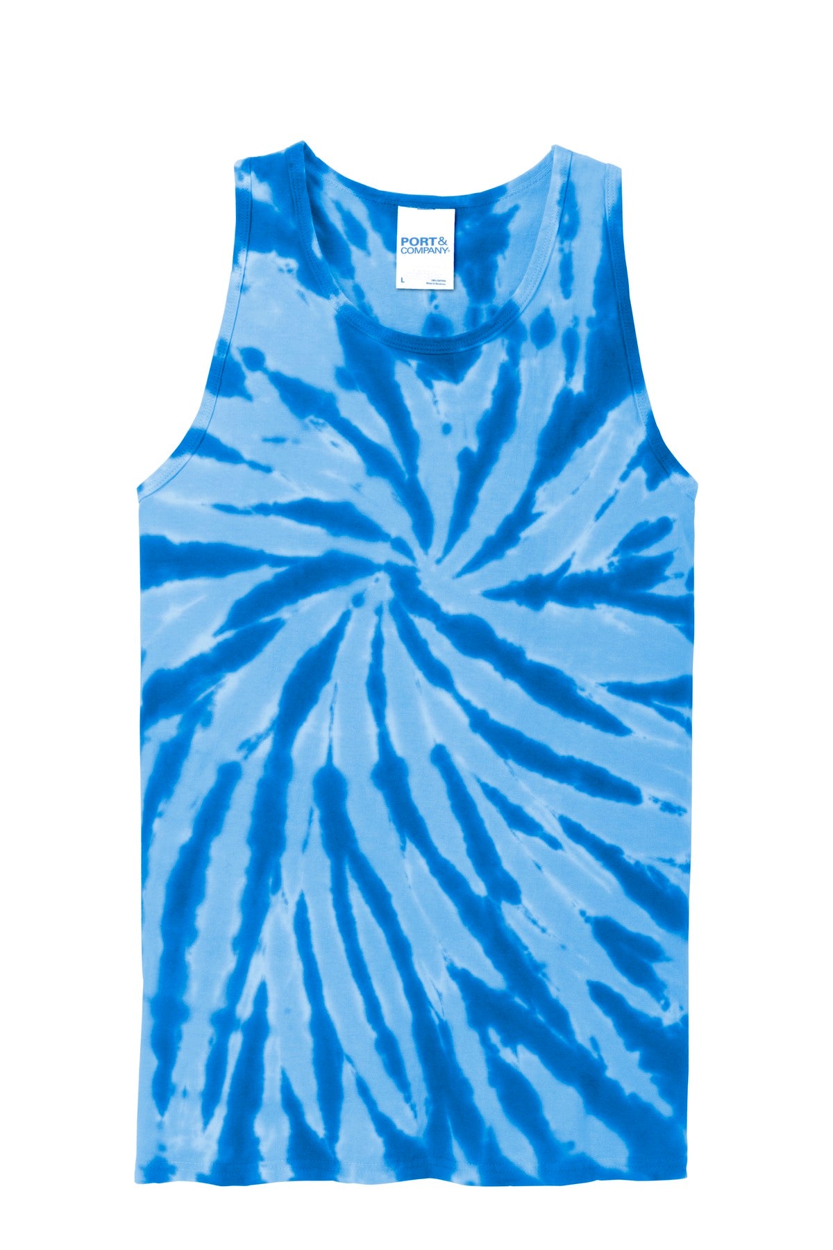 Front View of Royal Port & Co Tie-Dye Tank Top. PC147TT plain