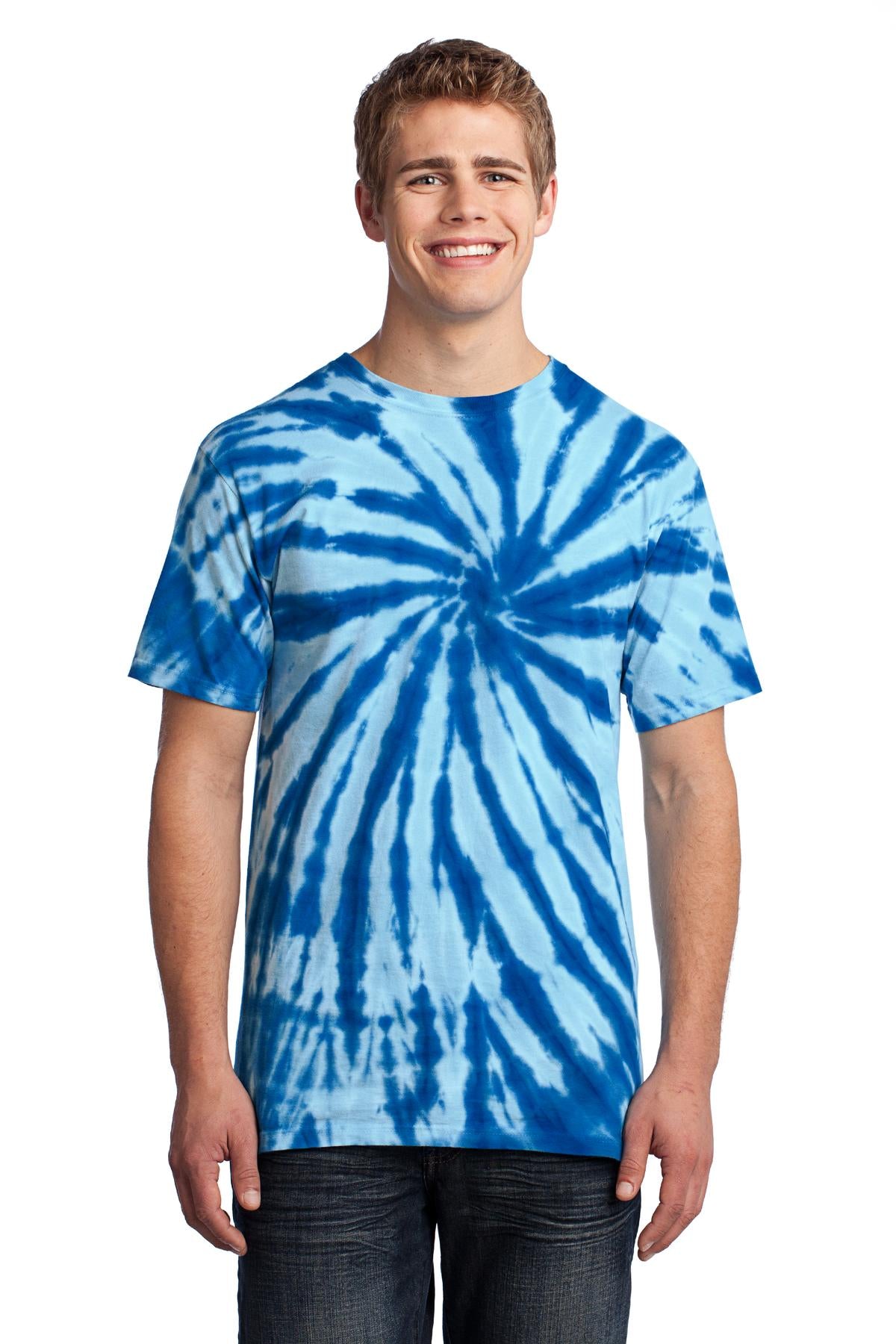 Front View of Royal Port & Co Tie-Dye Tee. PC147 plain