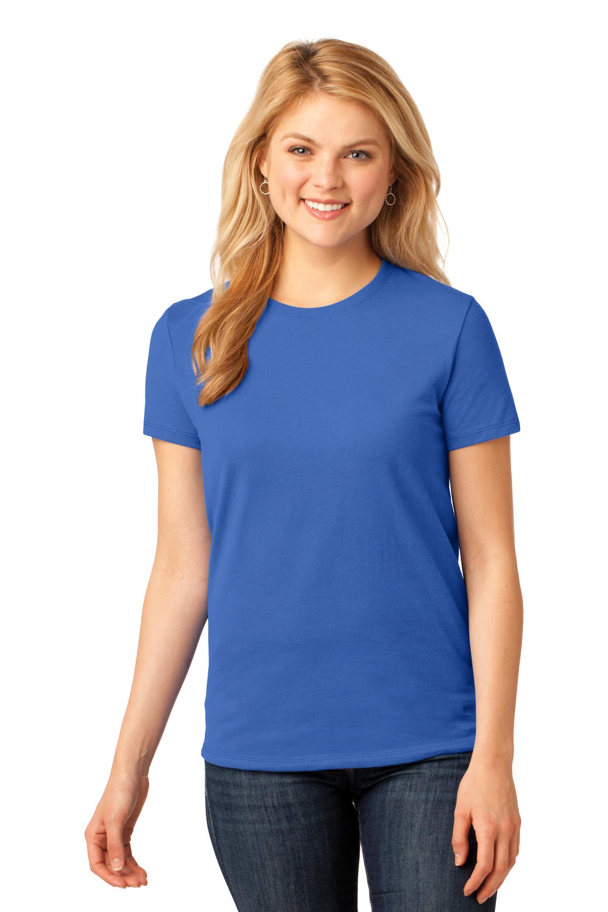 Front View of Royal Port & Co Women's Core Cotton Tee. LPC54 plain
