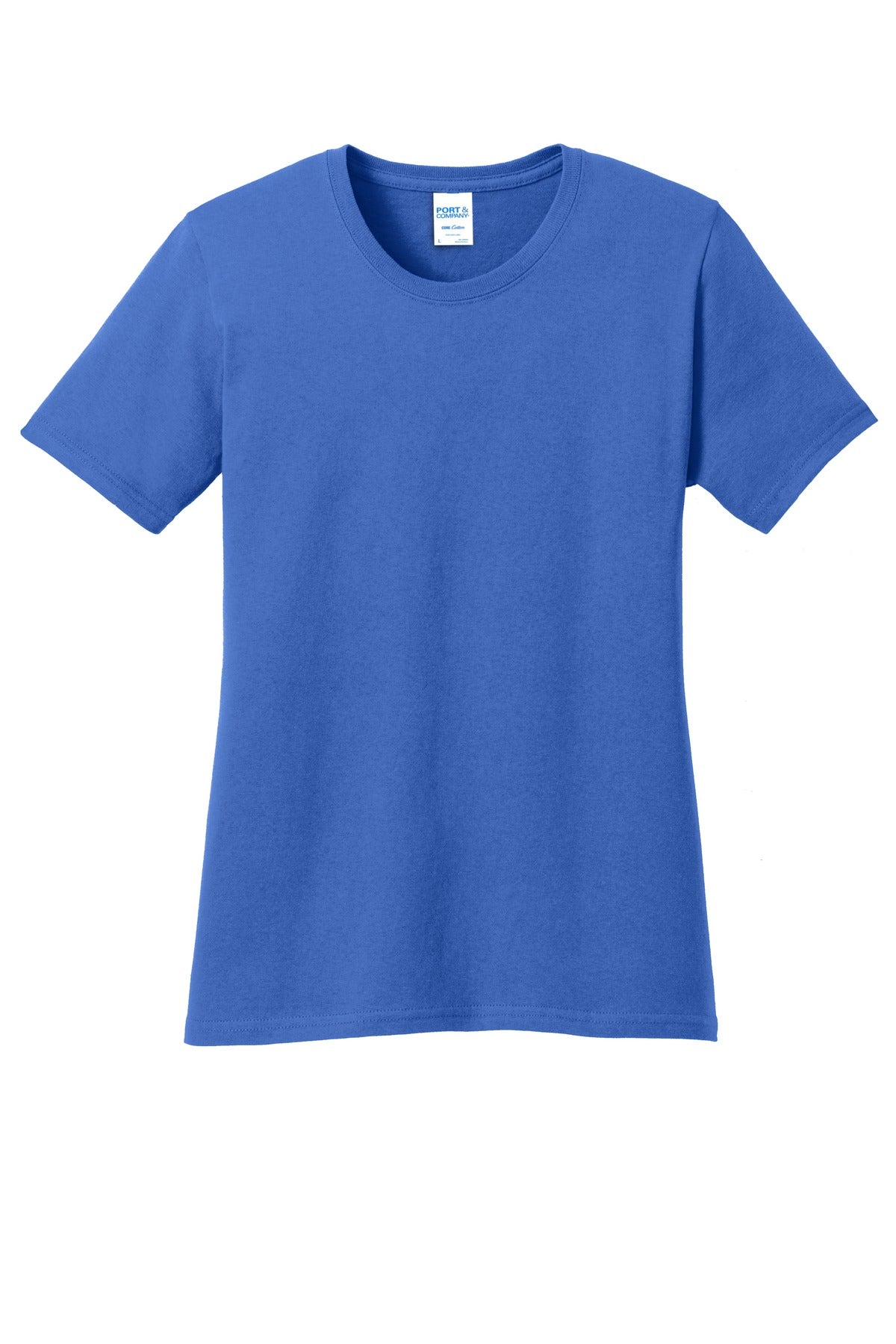 Front View of Royal Port & Co Women's Core Cotton Tee. LPC54 plain