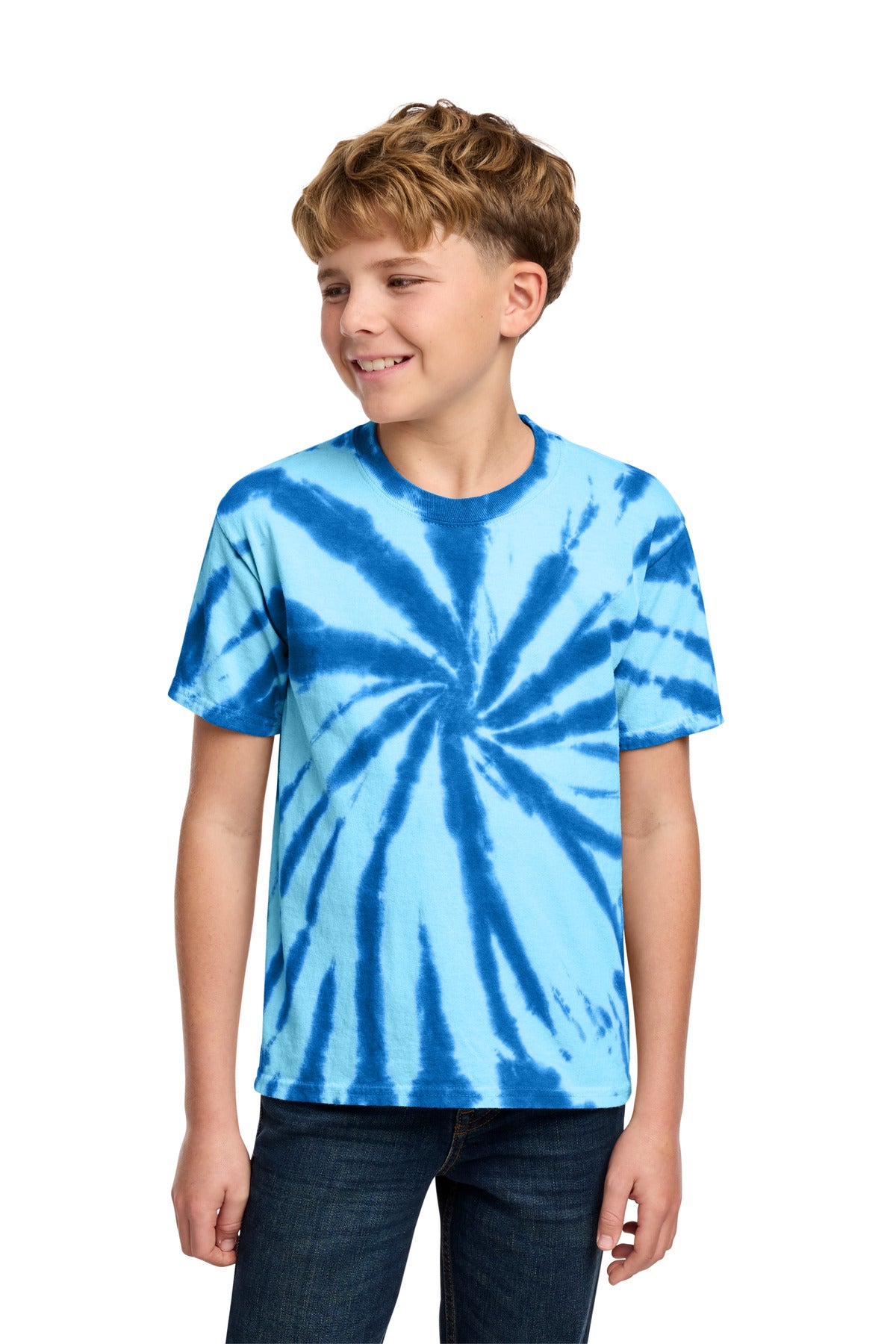 Front View of Royal Port & Co Youth Tie-Dye Tee. PC147Y plain