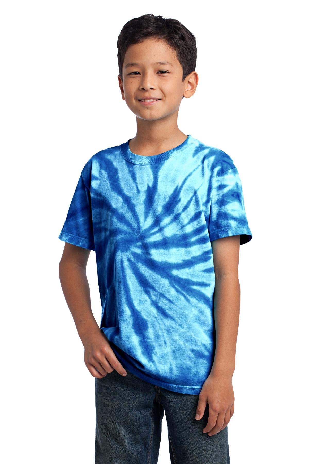 Front View of Royal Port & Co Youth Tie-Dye Tee. PC147Y