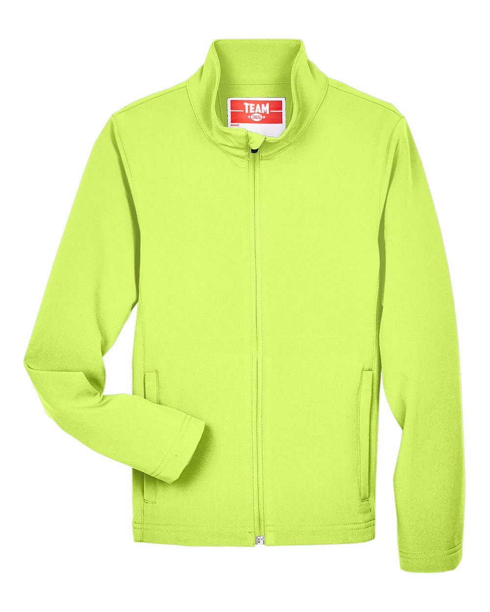 Front View of Safety Yellow Youth Leader Soft Shell Jacket - TT80Y plain