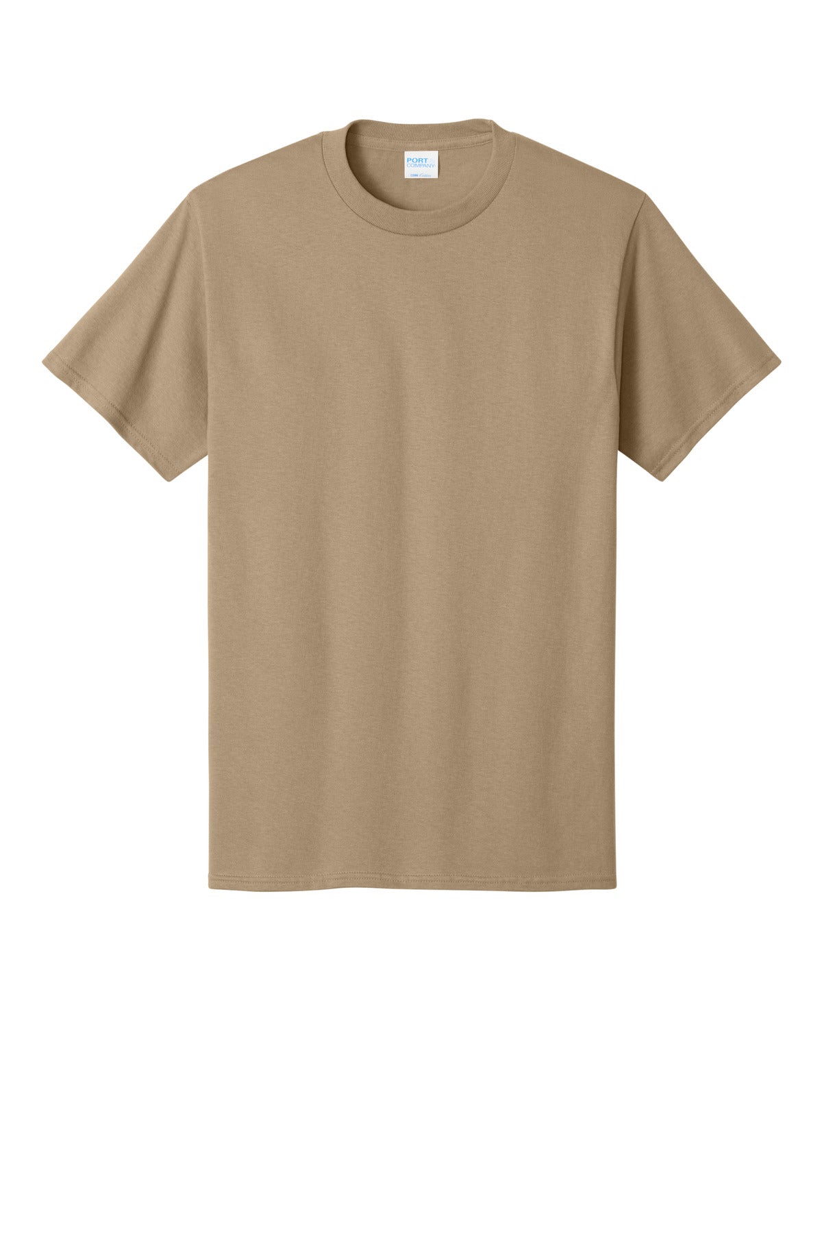 Front View of Sand Port & Co Core Cotton Tee. PC54 plain