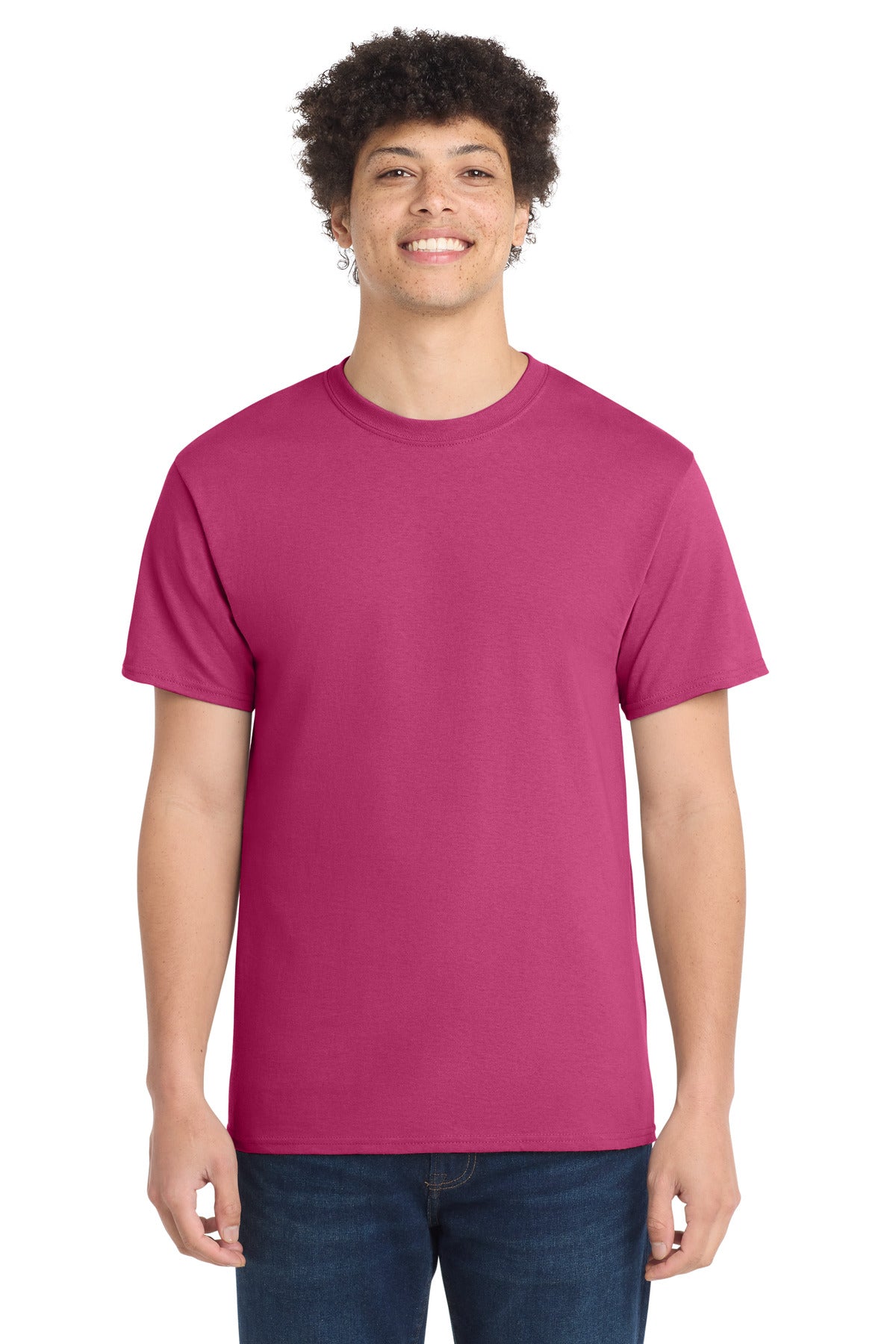 Front View of Sangria Port & Co Core Cotton Tee. PC54 plain