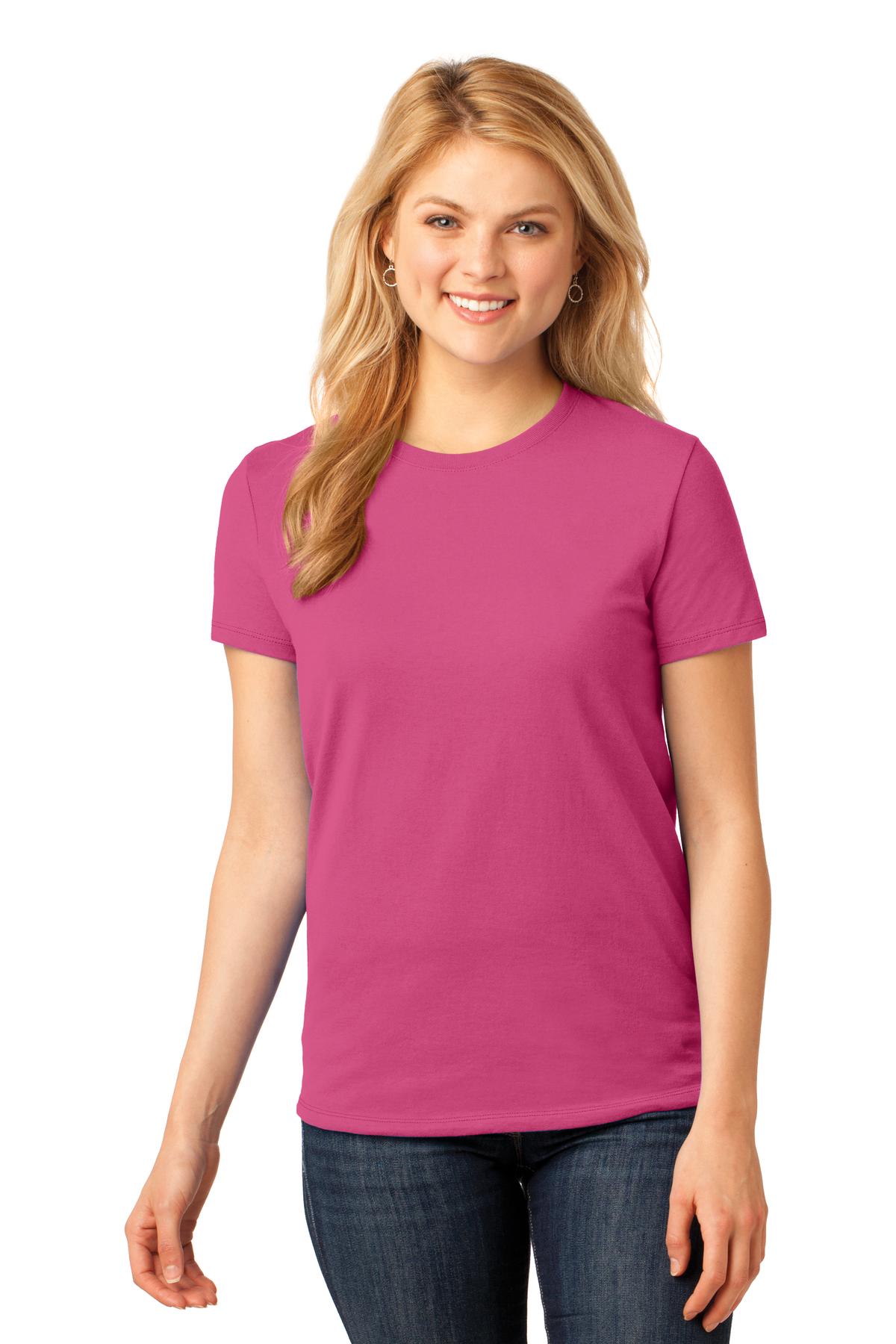 Front View of Sangria Port & Co Women's Core Cotton Tee. LPC54 plain
