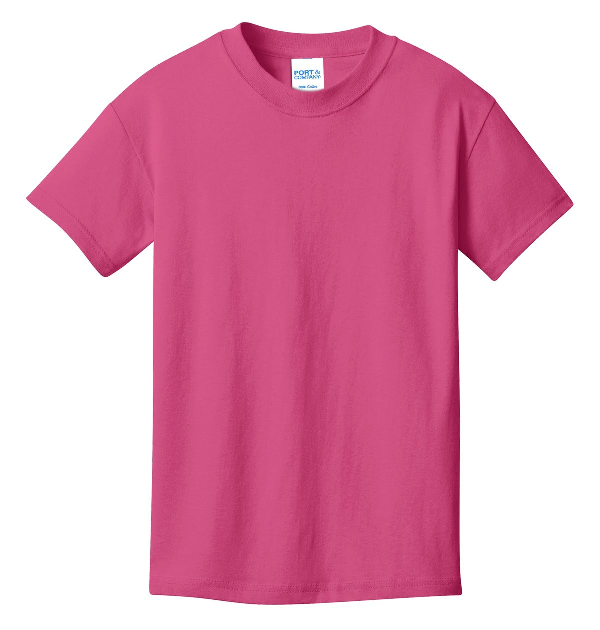 Front View of Sangria Port & Co Youth Core Cotton Tee. PC54Y plain