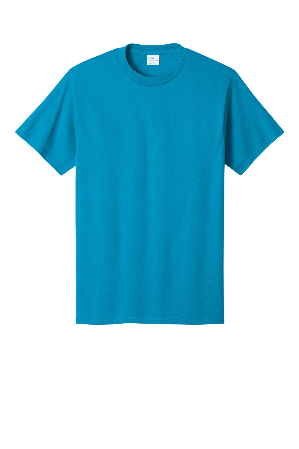 Front View of Sapphire Port & Co Core Cotton Tee. PC54 plain