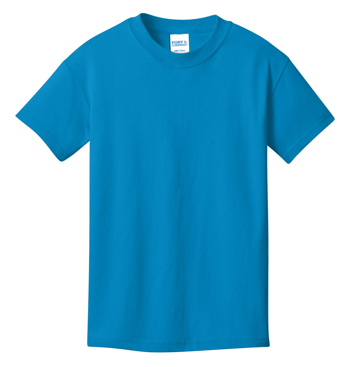 Front View of Sapphire Port & Co Youth Core Cotton Tee. PC54Y plain