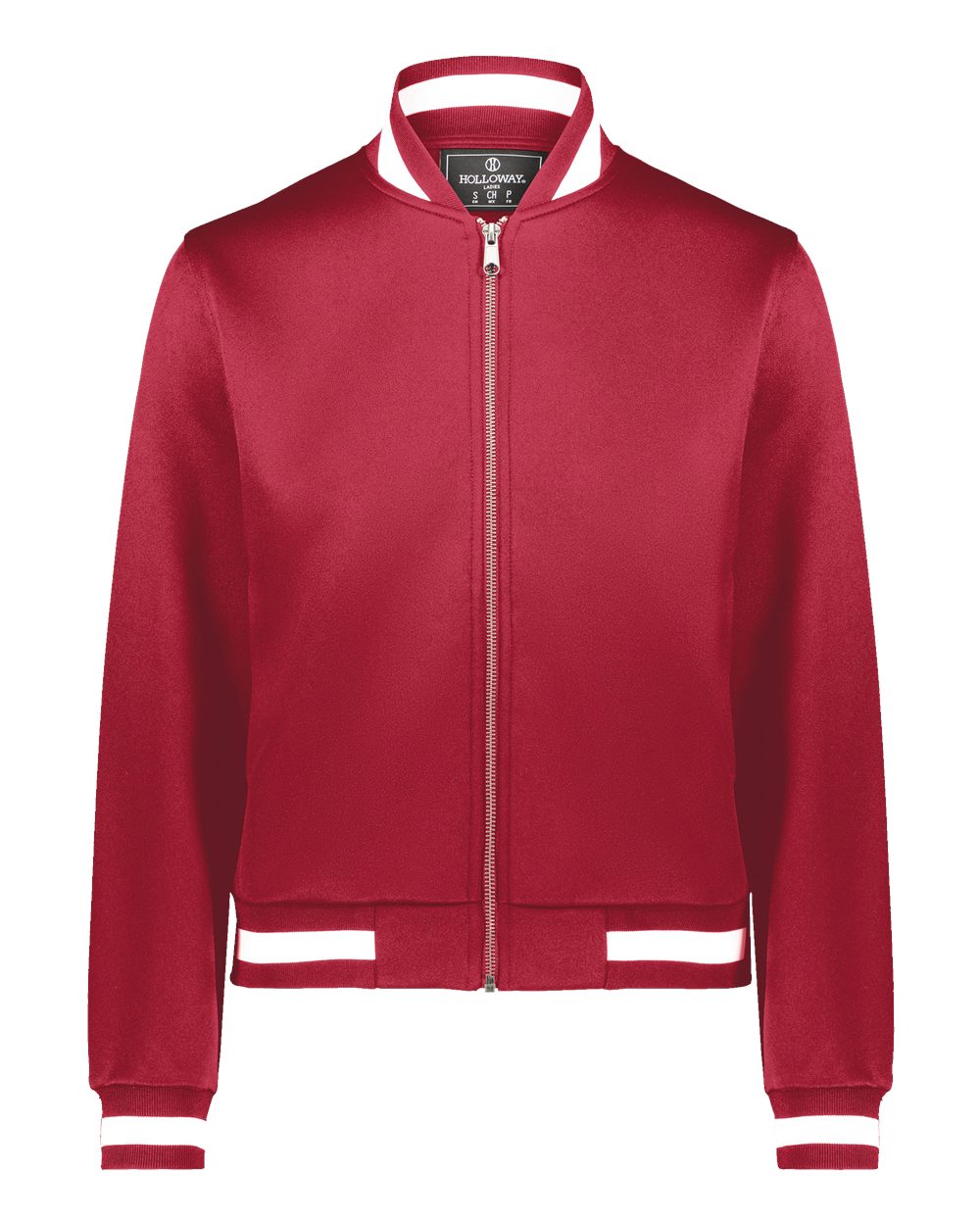 Front View of Scarlet/ White Women's V-Street Full-Zip Jacket - 223747 plain