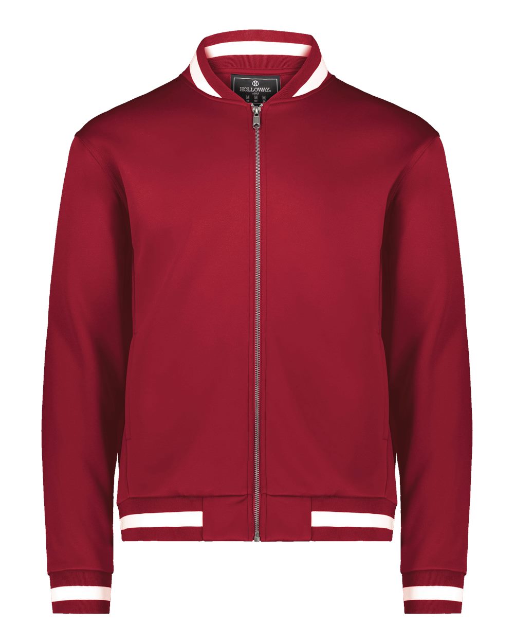 Front View of Scarlet/ White Youth V-Street Full-Zip Jacket - 223647 plain