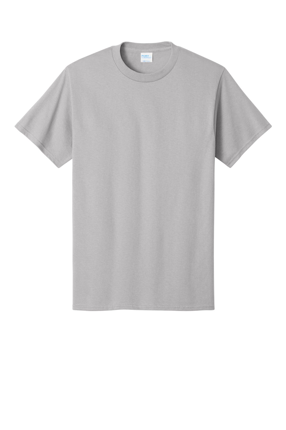 Front View of Silver Port & Co Core Cotton Tee. PC54 plain
