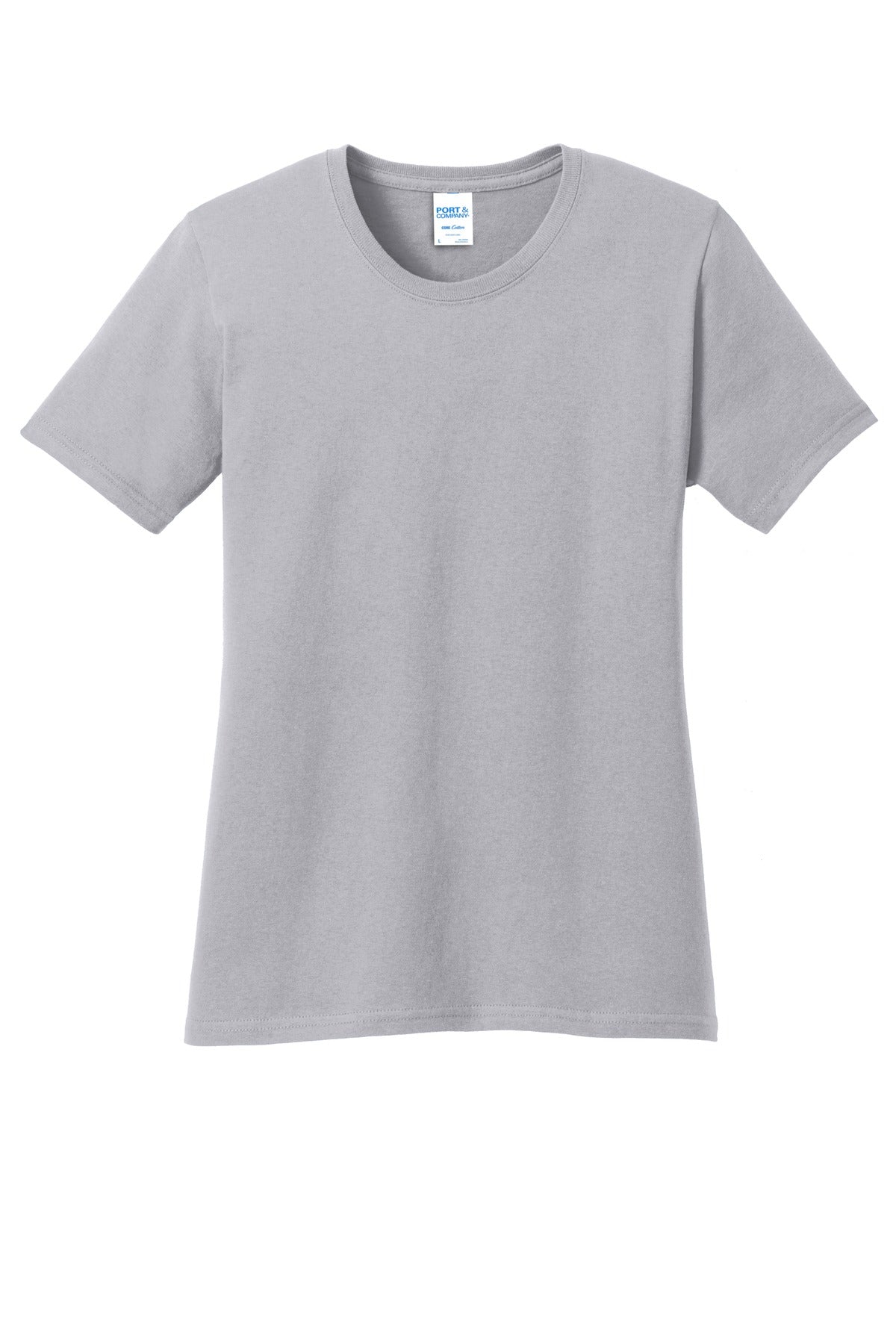 Front View of Silver Port & Co Women's Core Cotton Tee. LPC54 plain