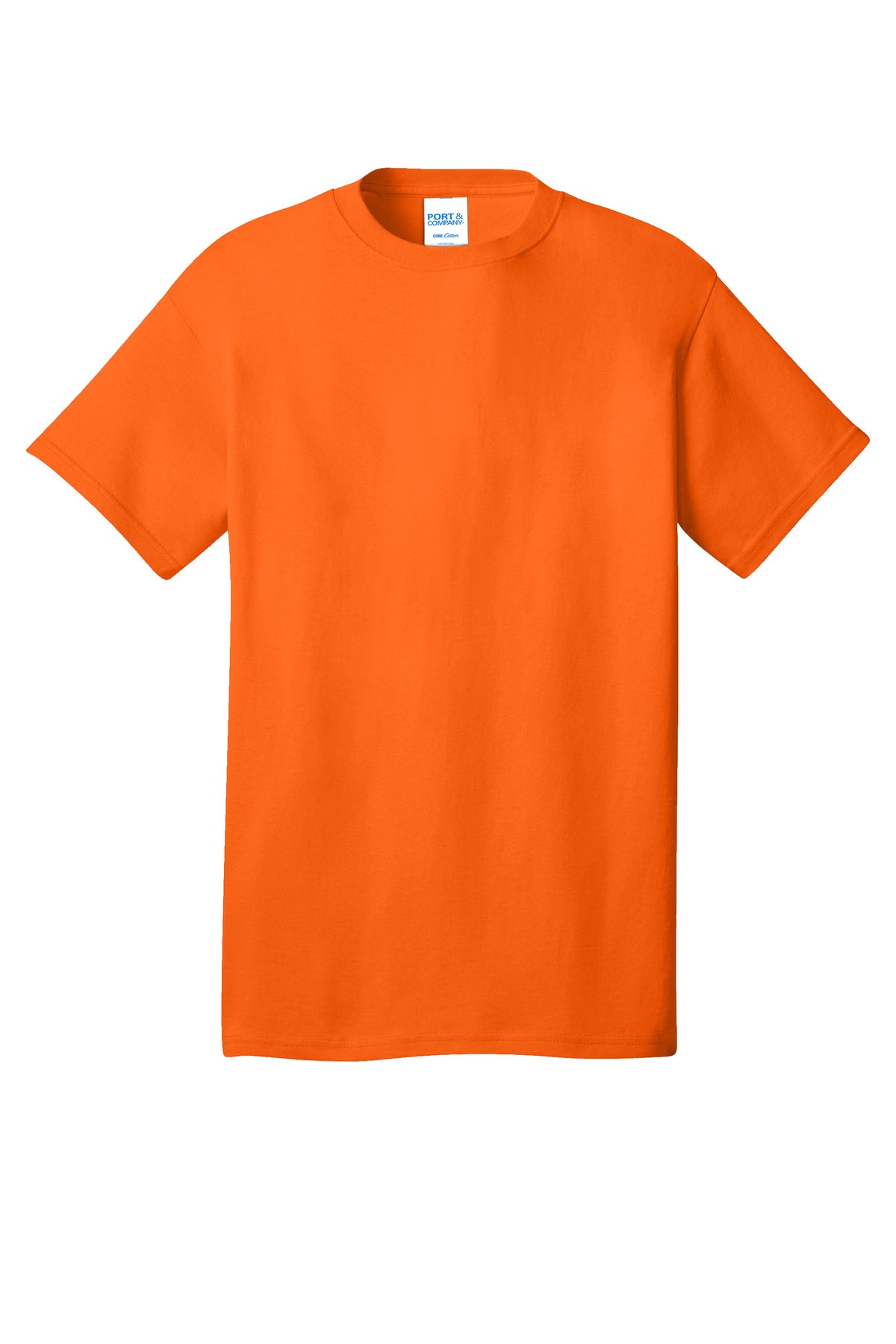 Front View of SOrange Port & Co Core Cotton Tee. PC54 plain