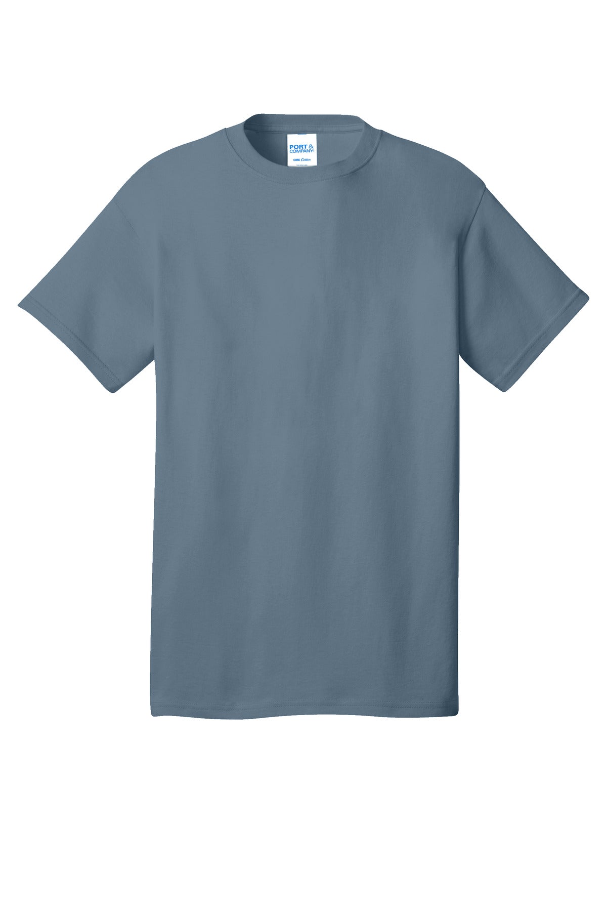 Front View of StnwshdBl Port & Co Core Cotton Tee. PC54 plain