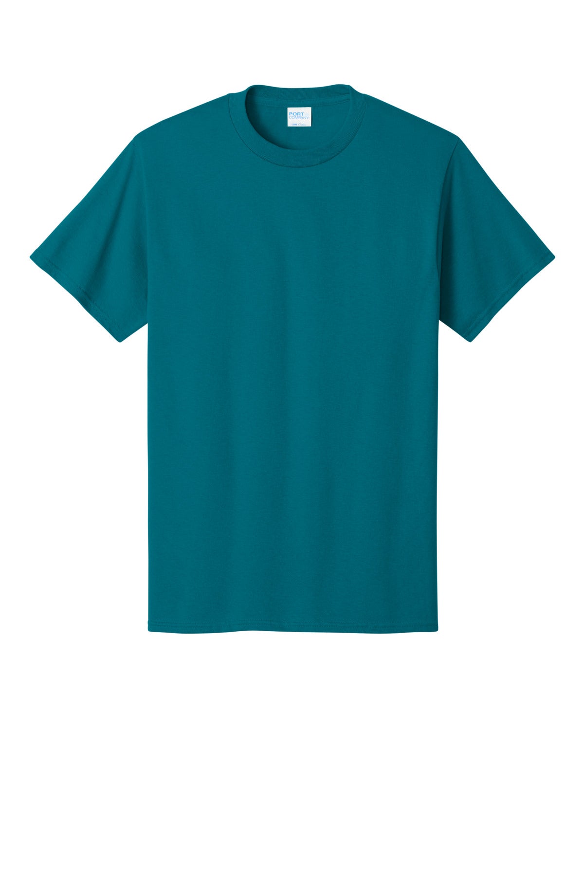 Front View of Teal Port & Co Core Cotton Tee. PC54 plain
