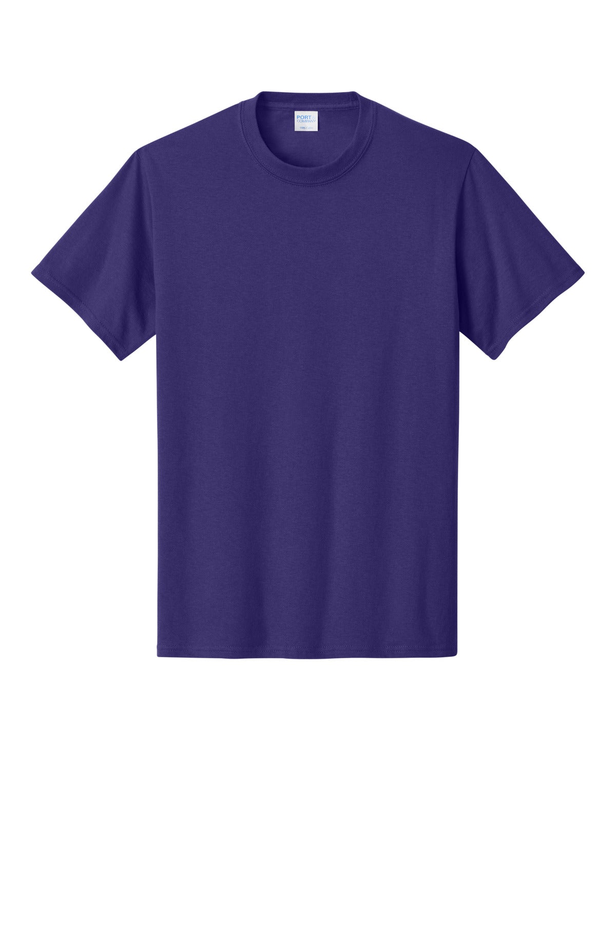 Front View of Team Purple Port & Co Core Cotton Tee. PC54 plain